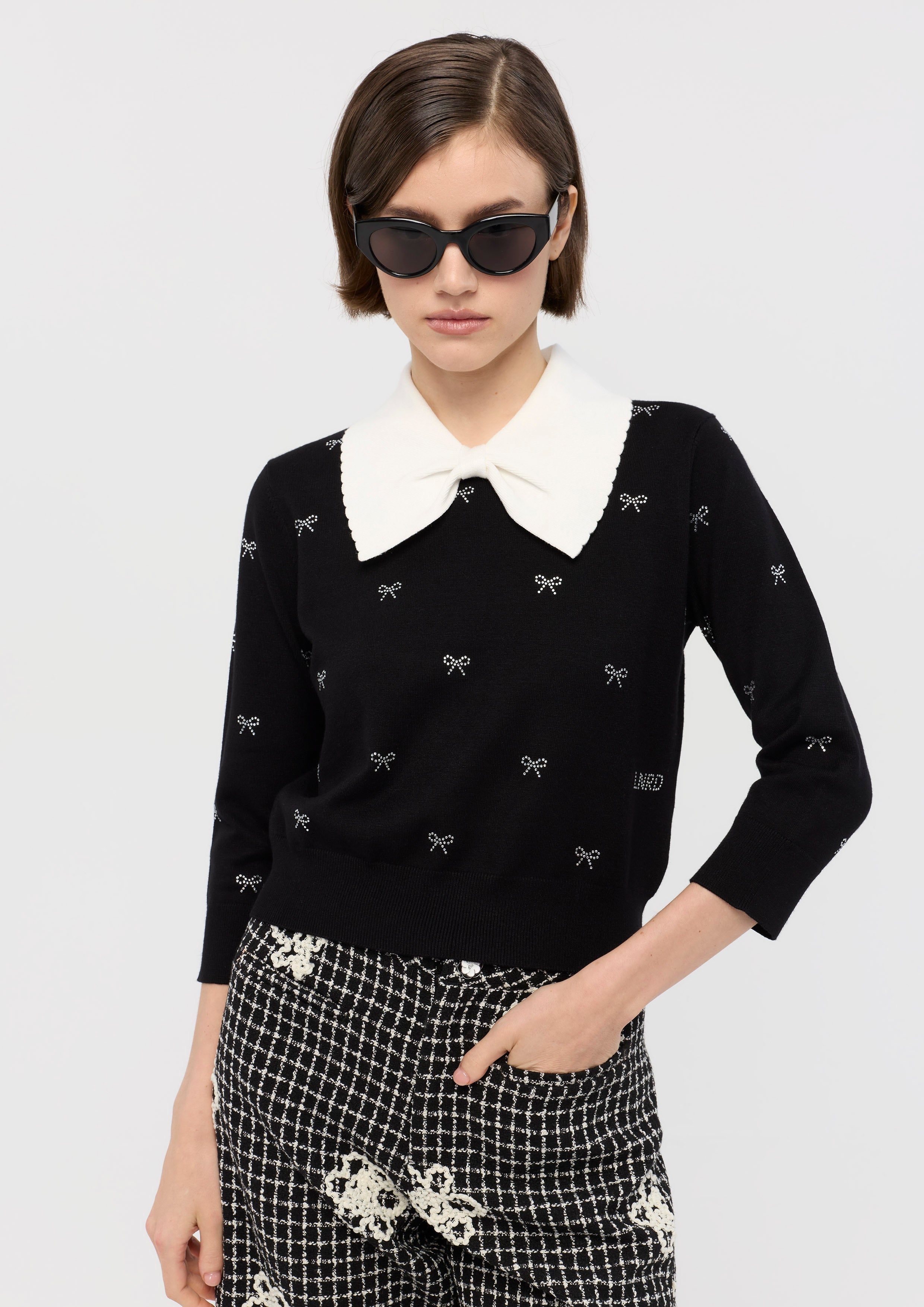 เสื้อพูลโอเวอร์แขนยาวแต่งโบคริสตัล คอลเลกชัน Mon Petit Ruban