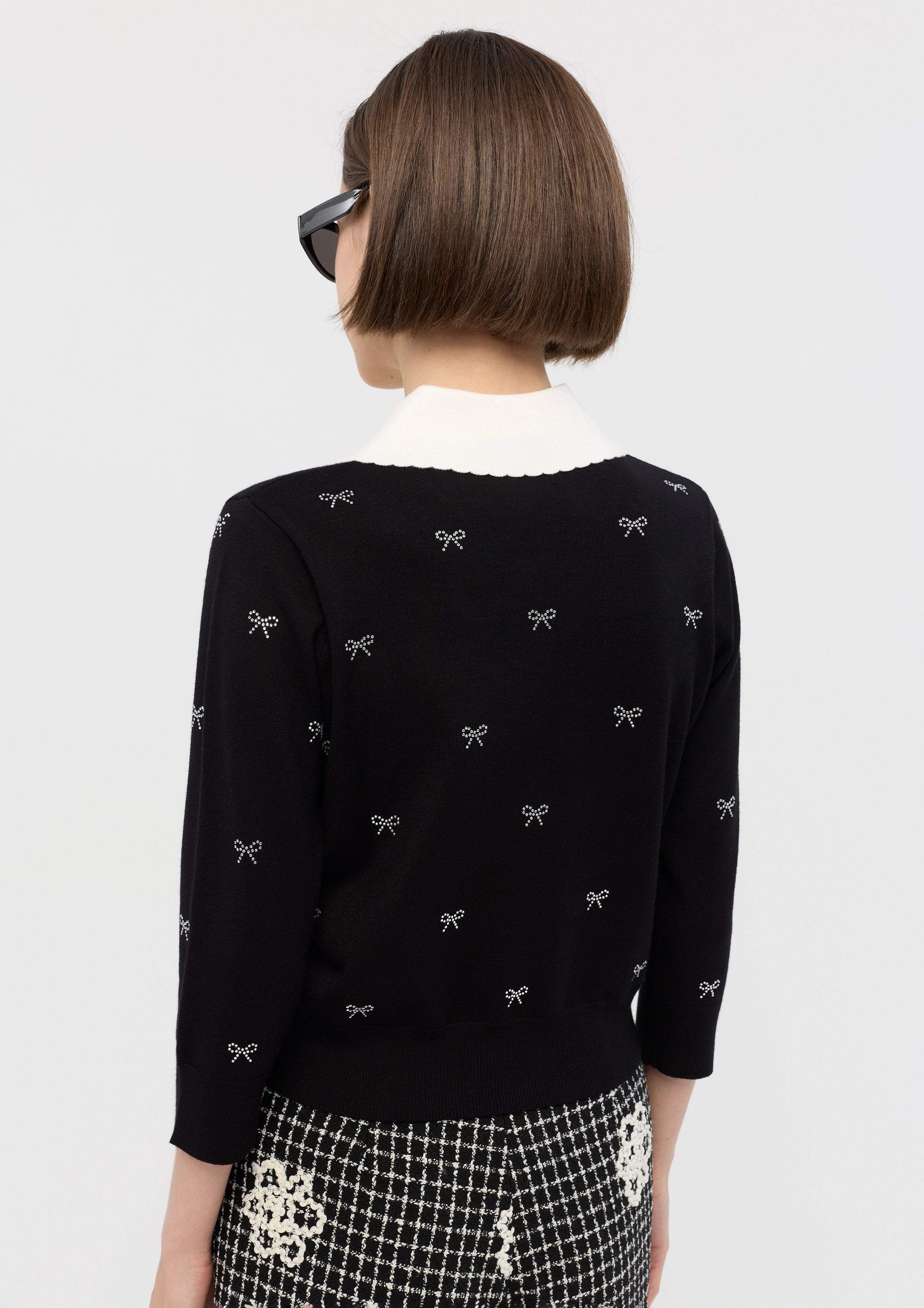 เสื้อพูลโอเวอร์แขนยาวแต่งโบคริสตัล คอลเลกชัน Mon Petit Ruban
