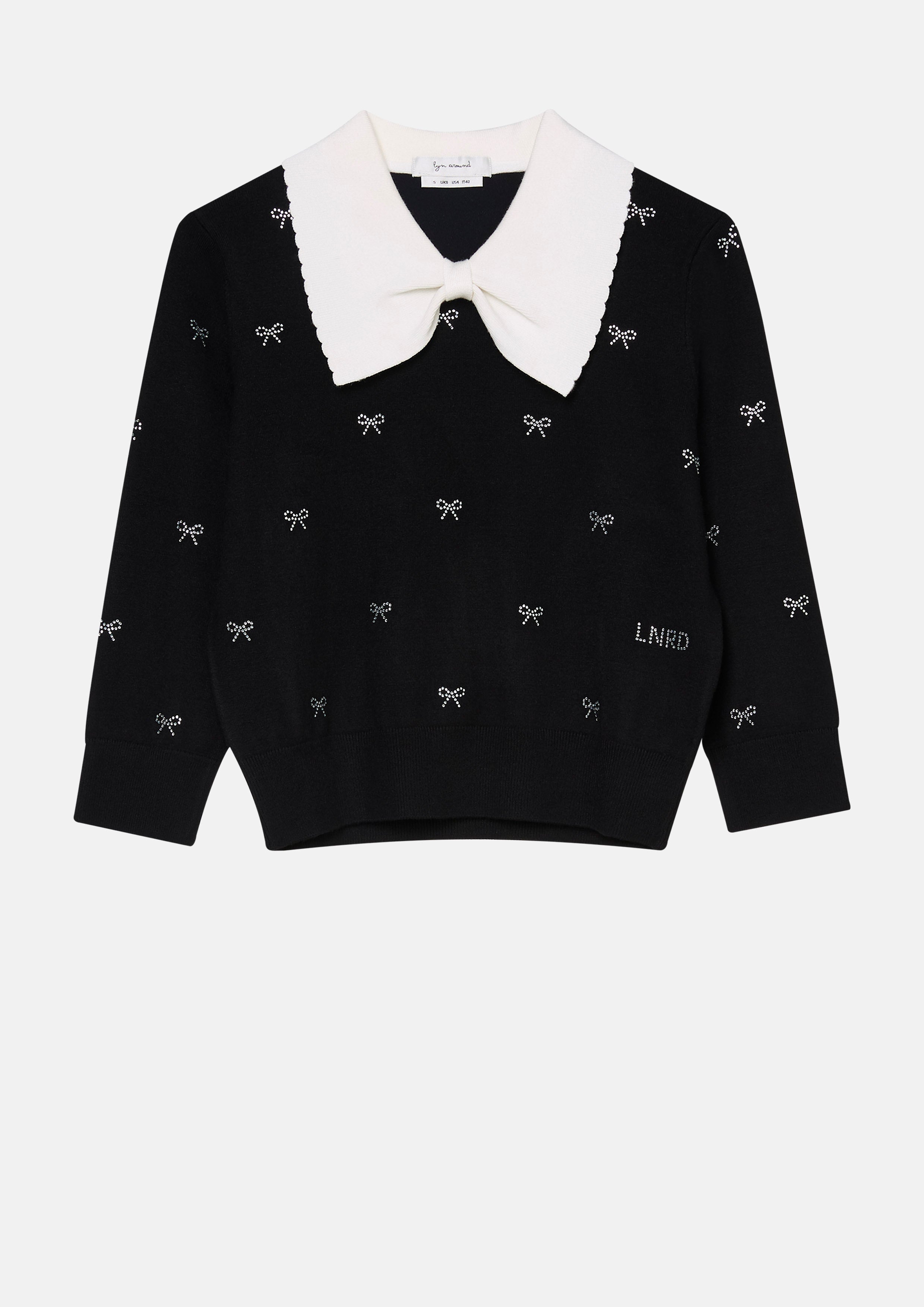 เสื้อพูลโอเวอร์แขนยาวแต่งโบคริสตัล คอลเลกชัน Mon Petit Ruban