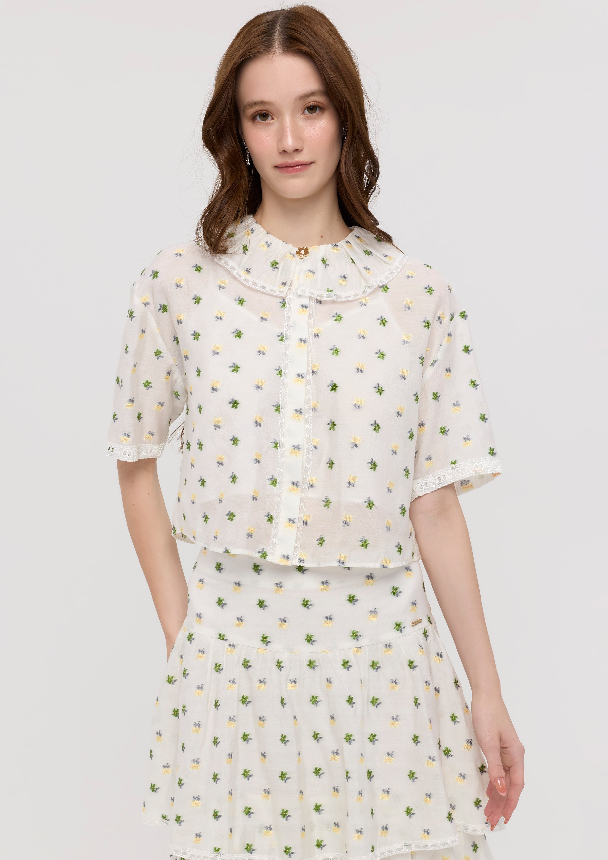 Floral Print Short Sleeve Shirt Garden Poetry