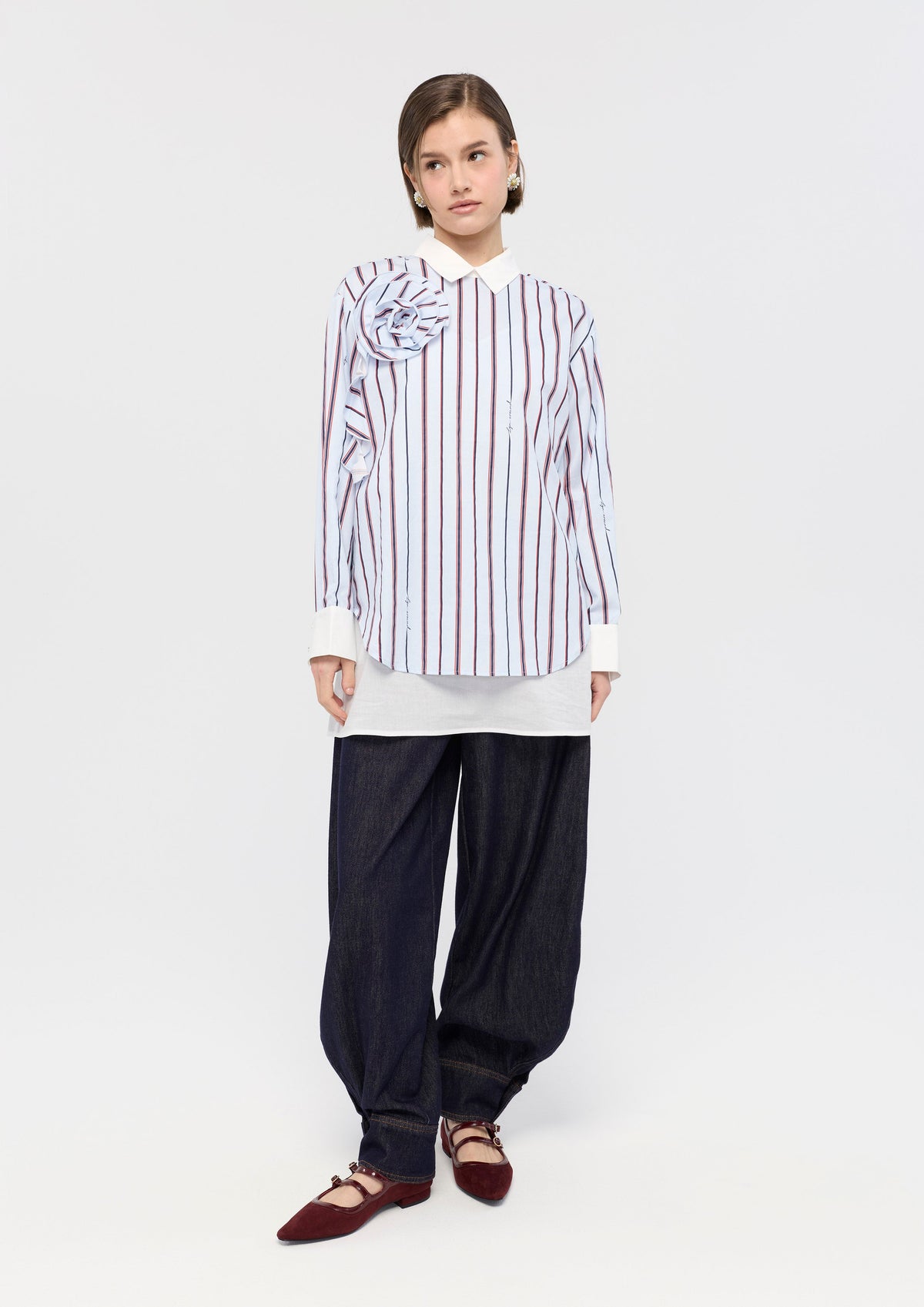 Stripe Rose Applique Shirt Mon Petit Ruban