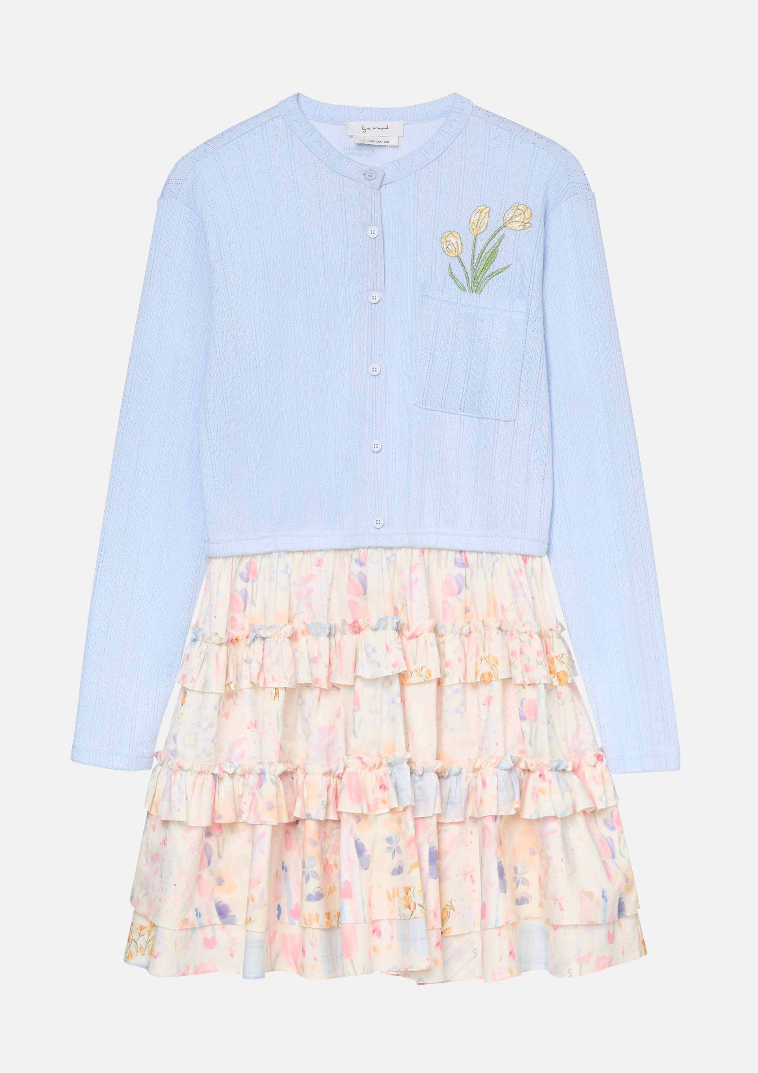 Knitted Floral Print Frill Mini Skirt Garden Poetry