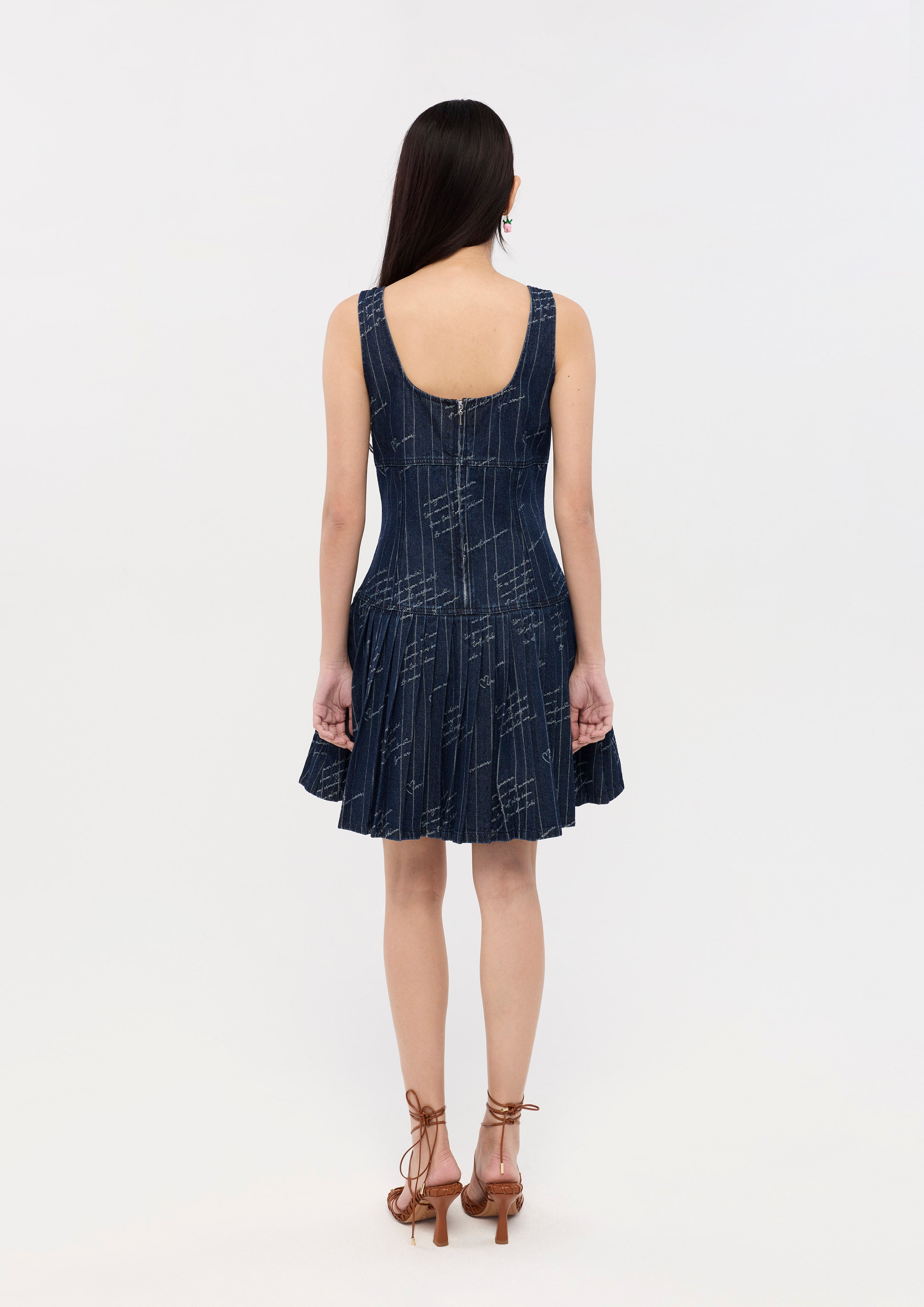 Embroidered Denim Mini Dress Mon Petit Ruban