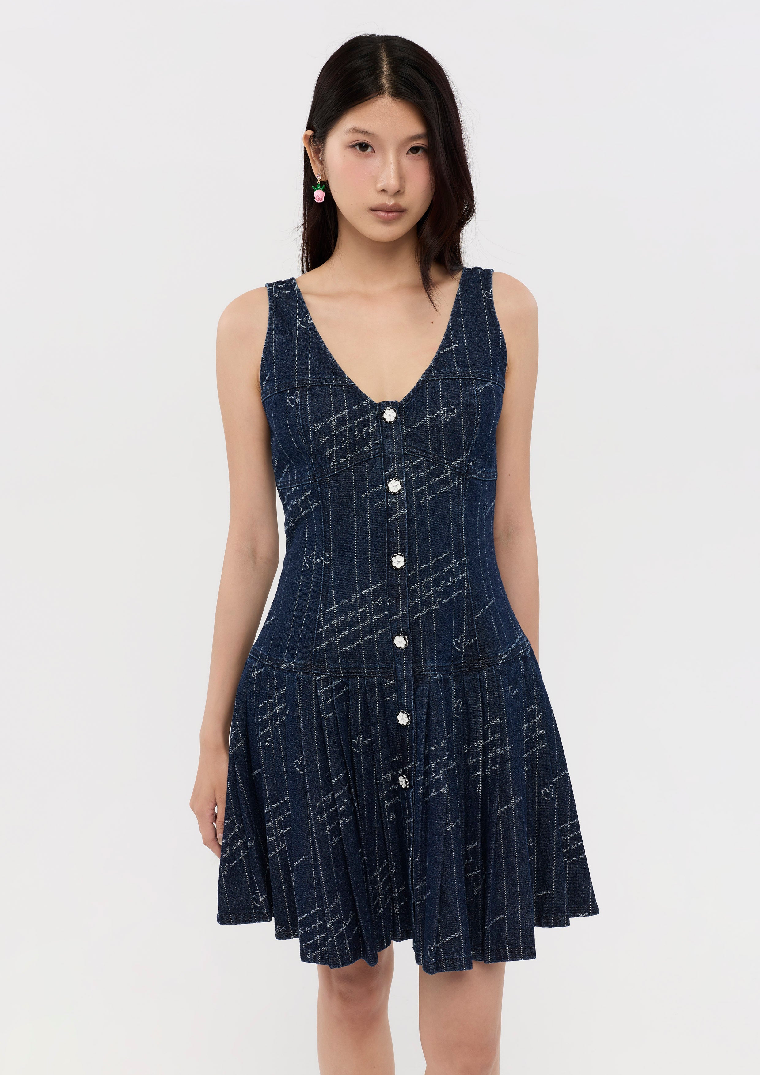 Embroidered Denim Mini Dress Mon Petit Ruban