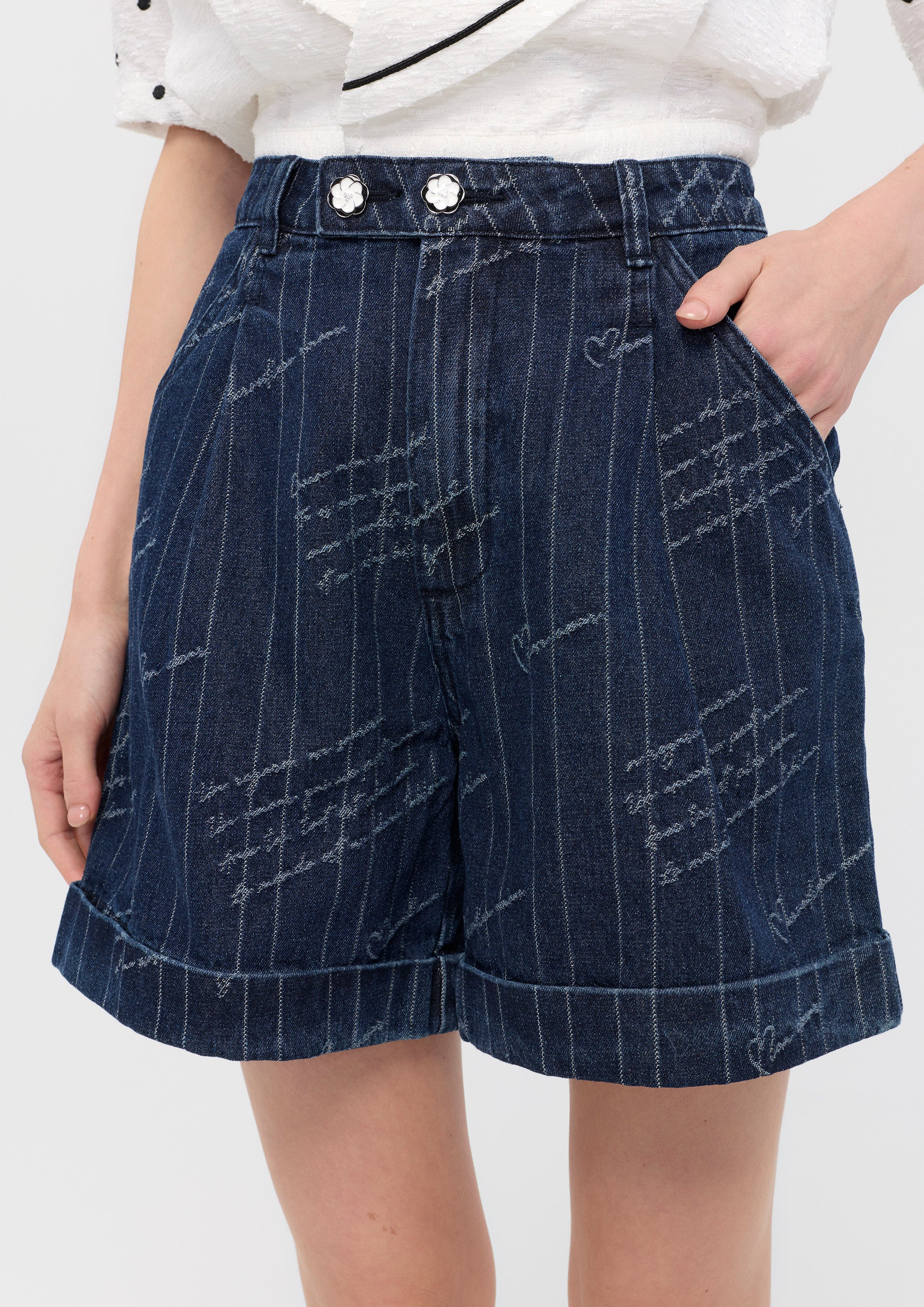 Embroidered Denim Shorts Mon Petit Ruban