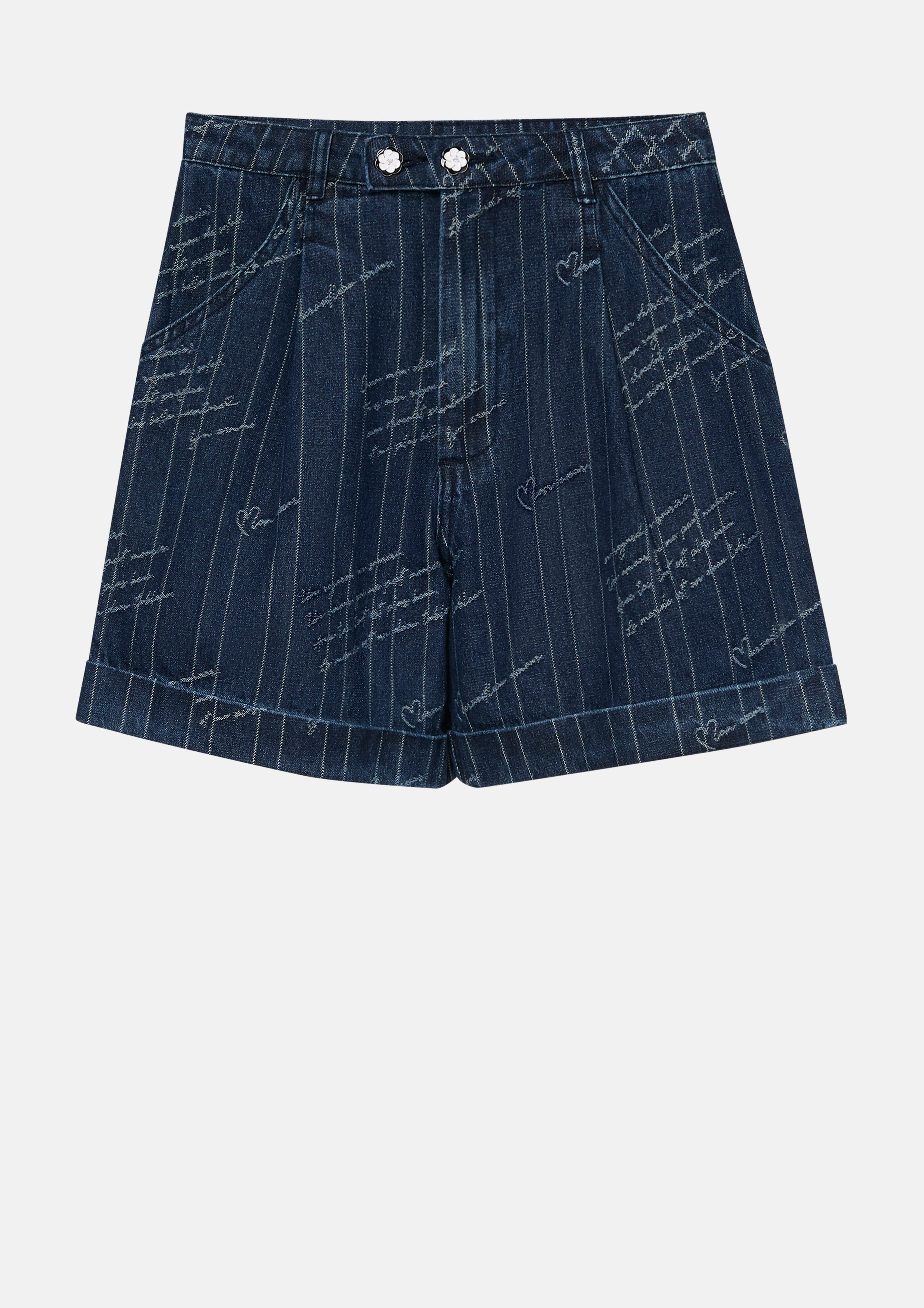 Embroidered Denim Shorts Mon Petit Ruban