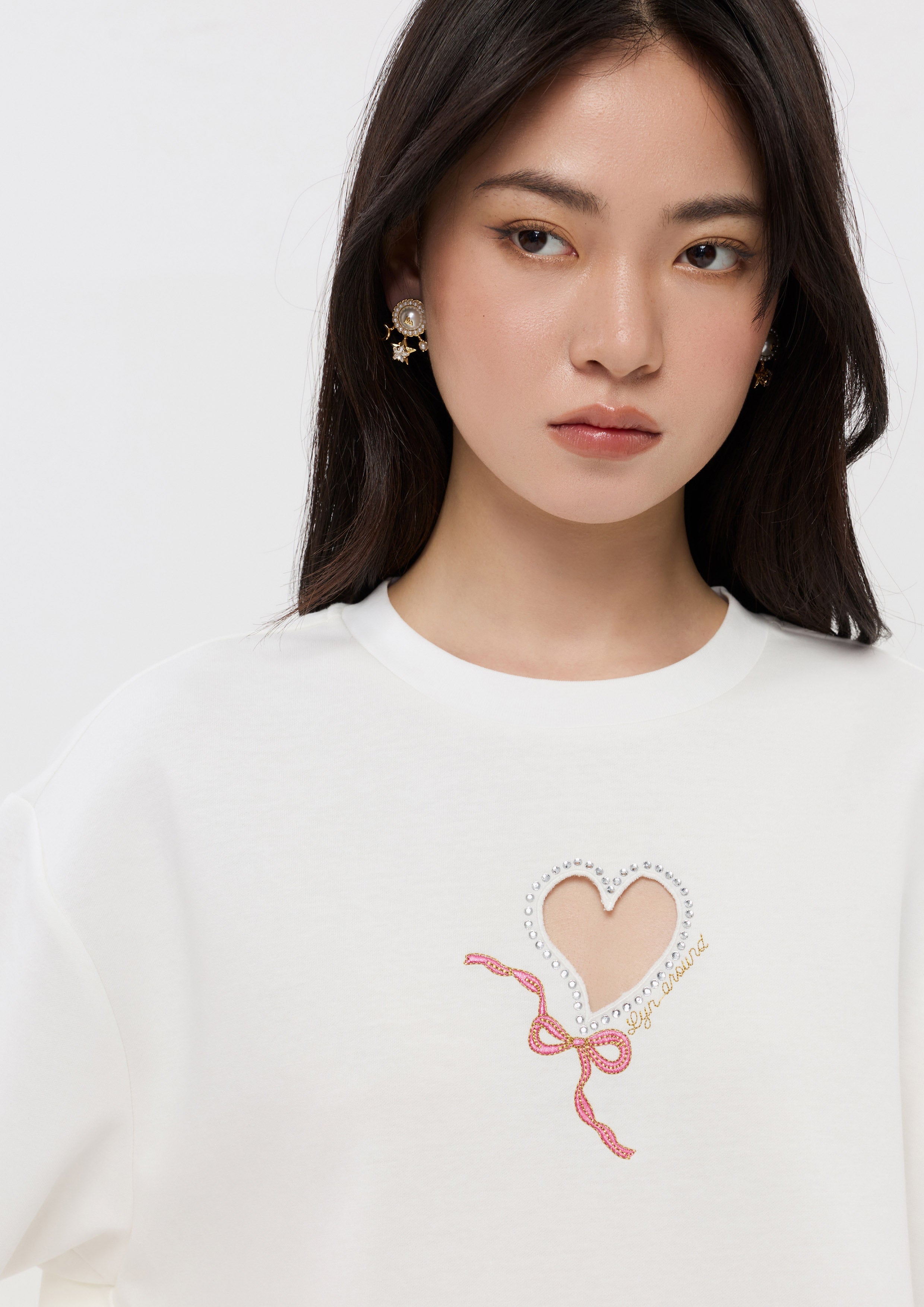 Heart Lasercut Short Sleeve T-Shirt Pristine Blue Sky