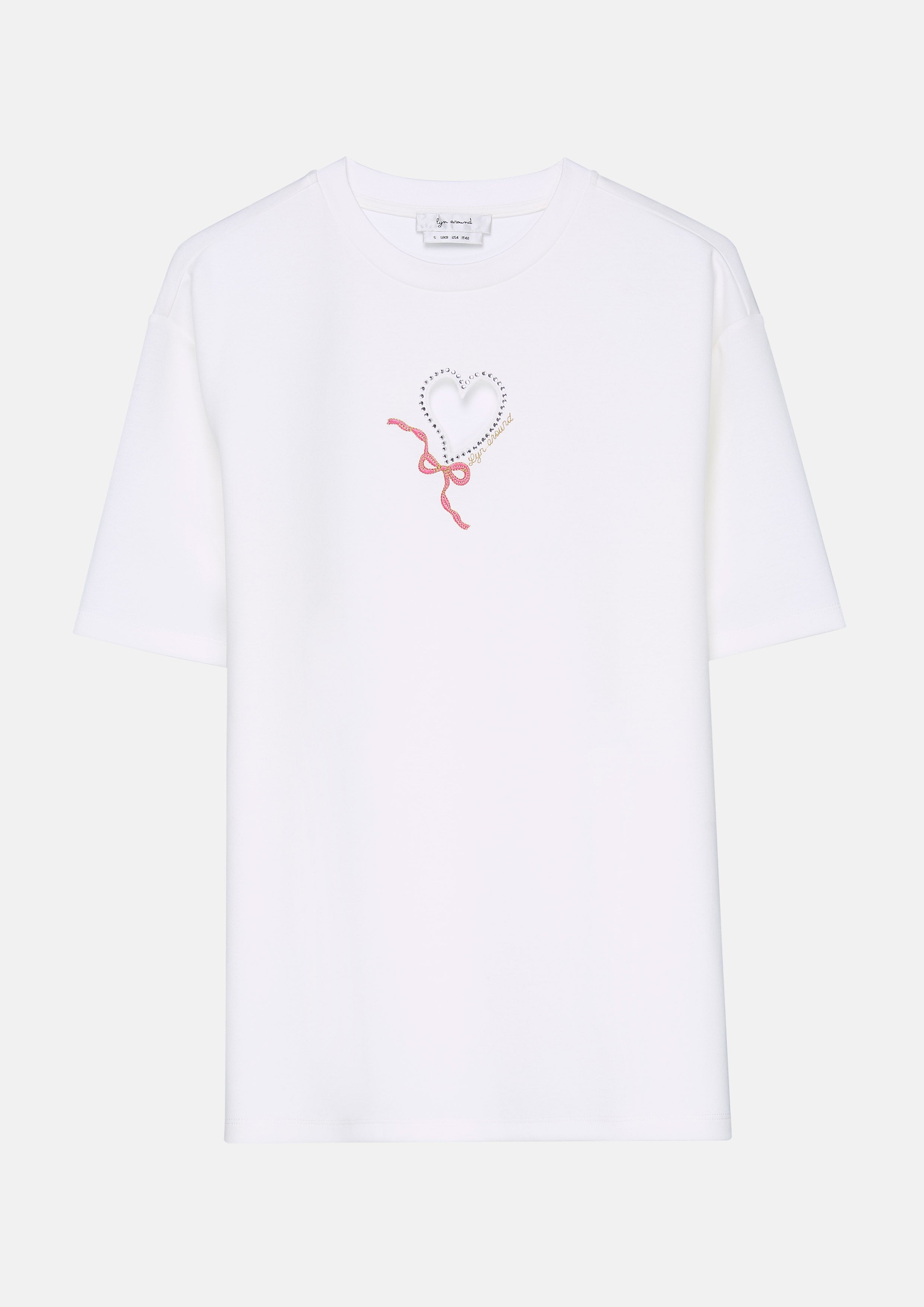 Heart Lasercut Short Sleeve T-Shirt Pristine Blue Sky