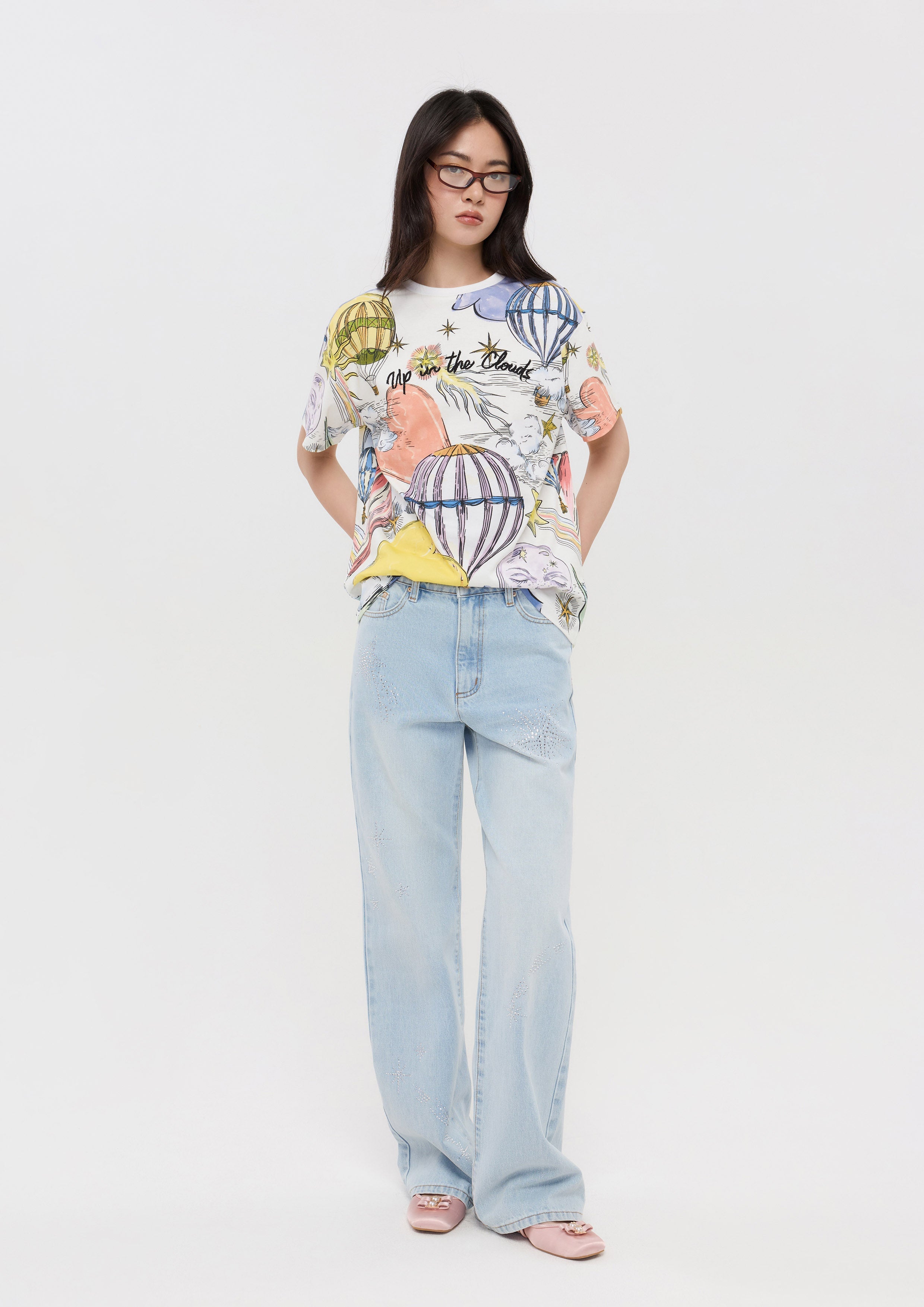 เสื้อยืดแขนสั้นพิมพ์ลาย คอลเลกชัน Lune d'Air