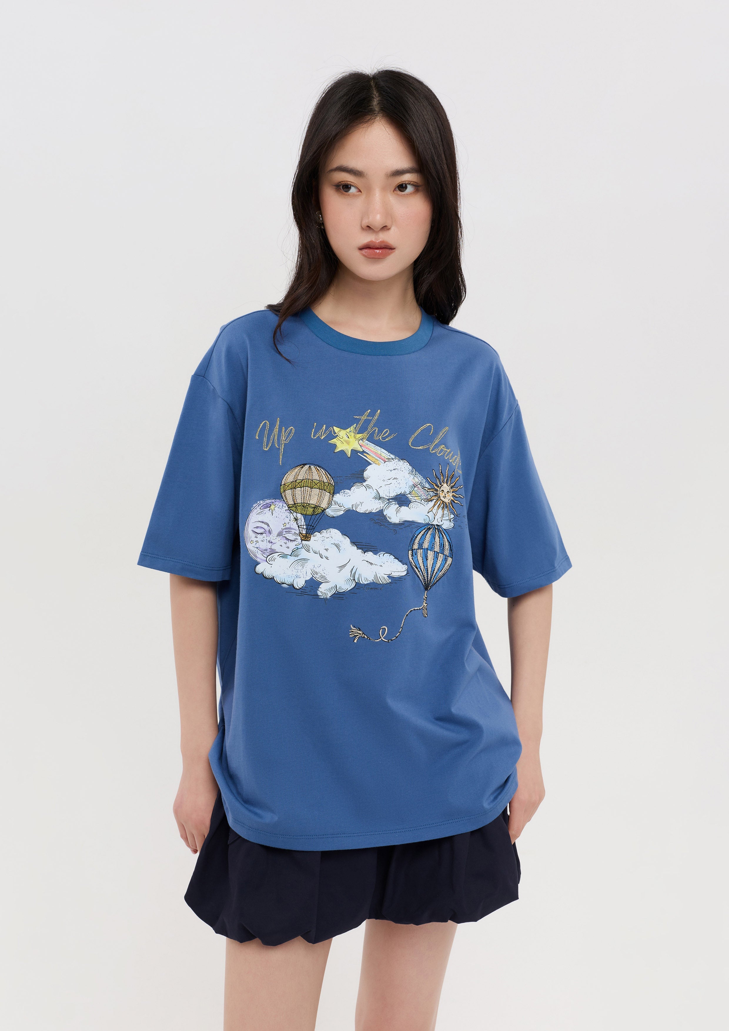 เสื้อยืดแขนสั้นพิมพ์ลายบอลลูน คอลเลกชัน Lune d'Air