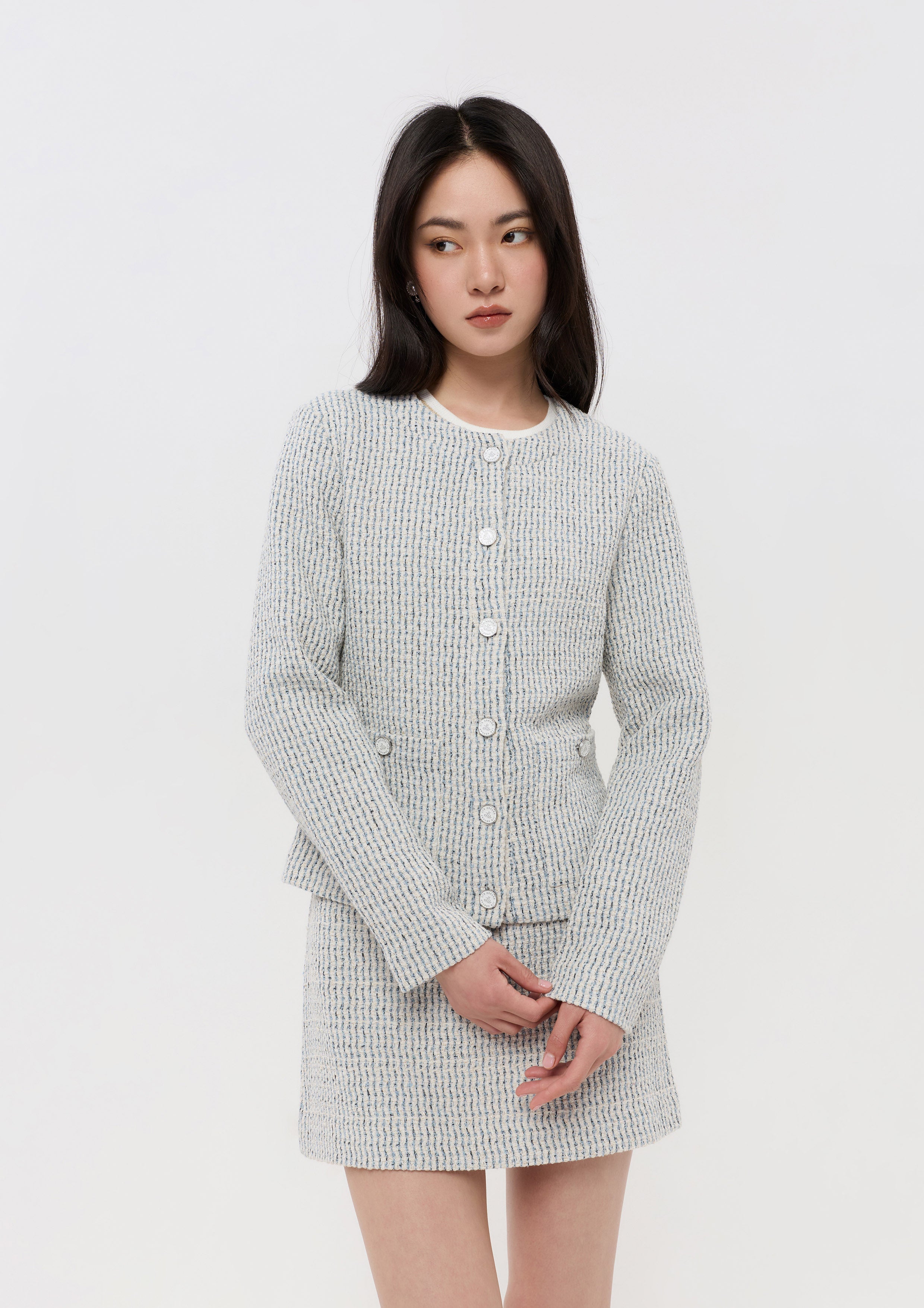 เสื้อแจ็คเก็ตแขนยาวผ้าทวีด คอลเลกชัน Lune d'Air