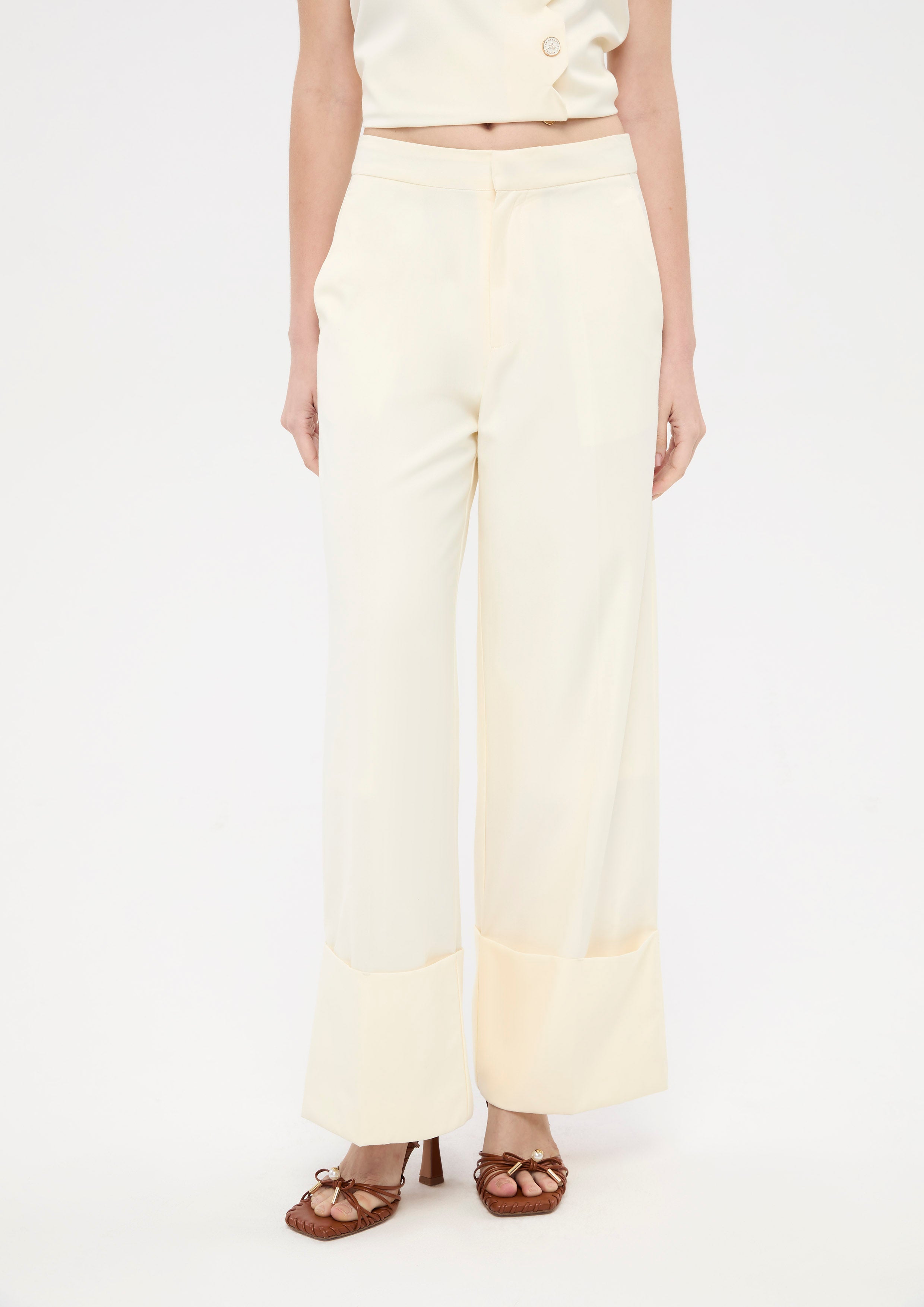 Turn Up Wide Leg Trousers Lune d'Air