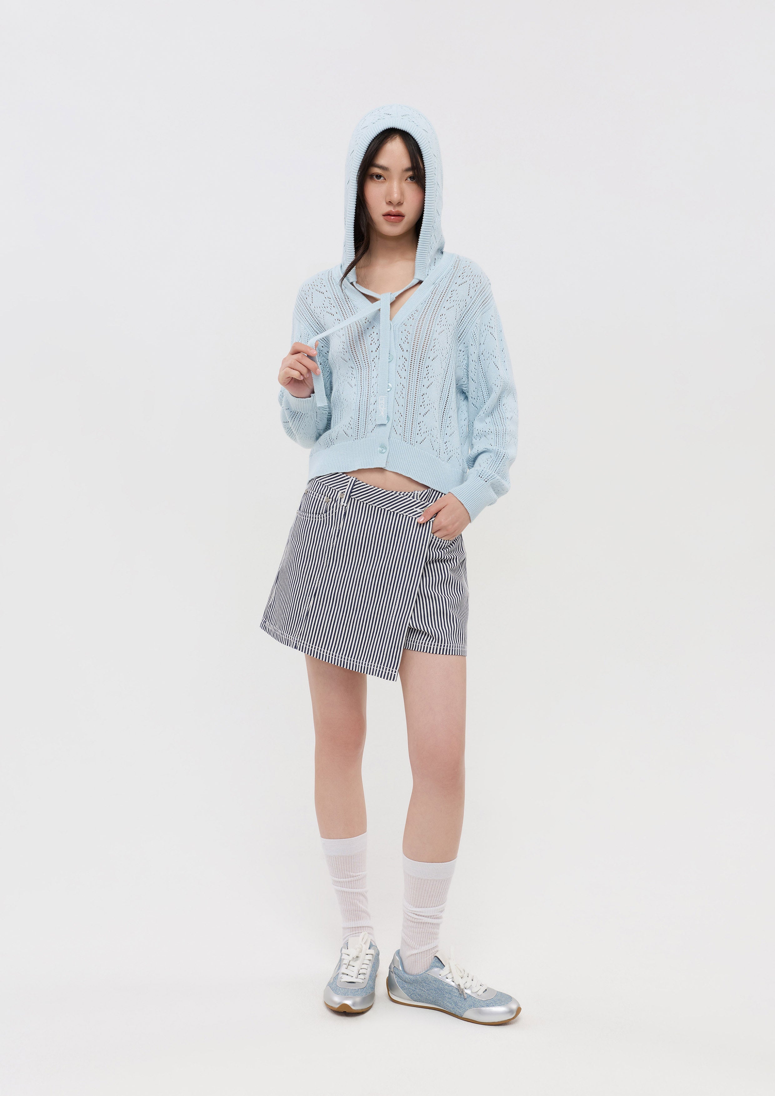 Stripe Wrap Mini Skort Pristine Blue Sky