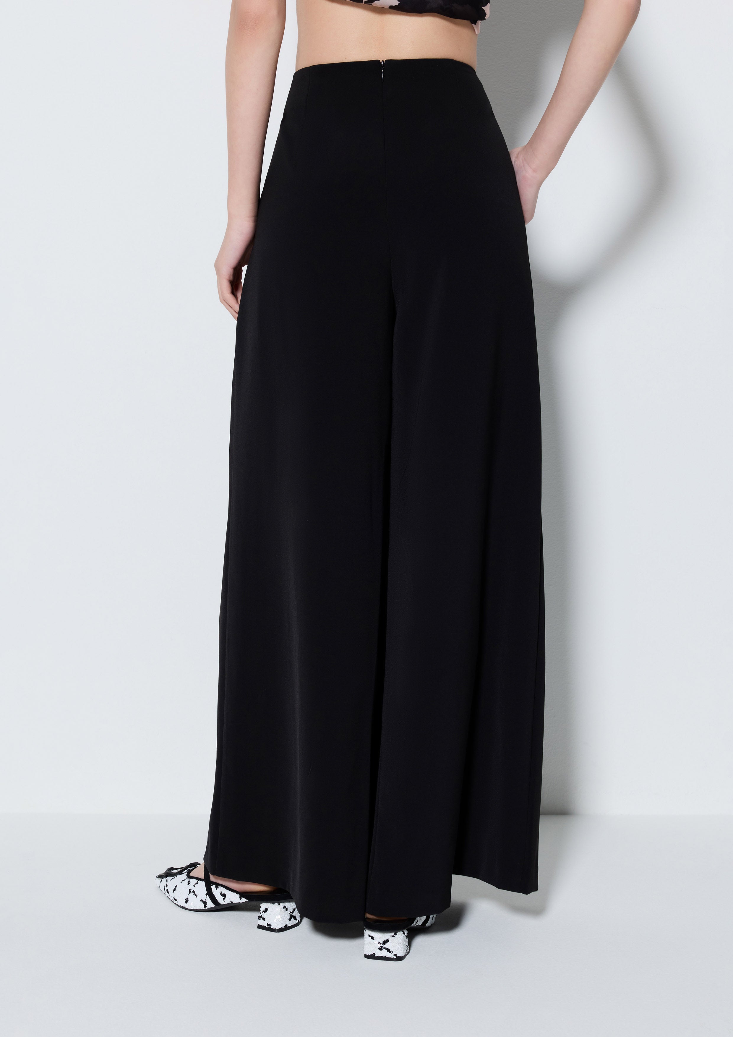 Pleated Flare Leg Trousers Skylore