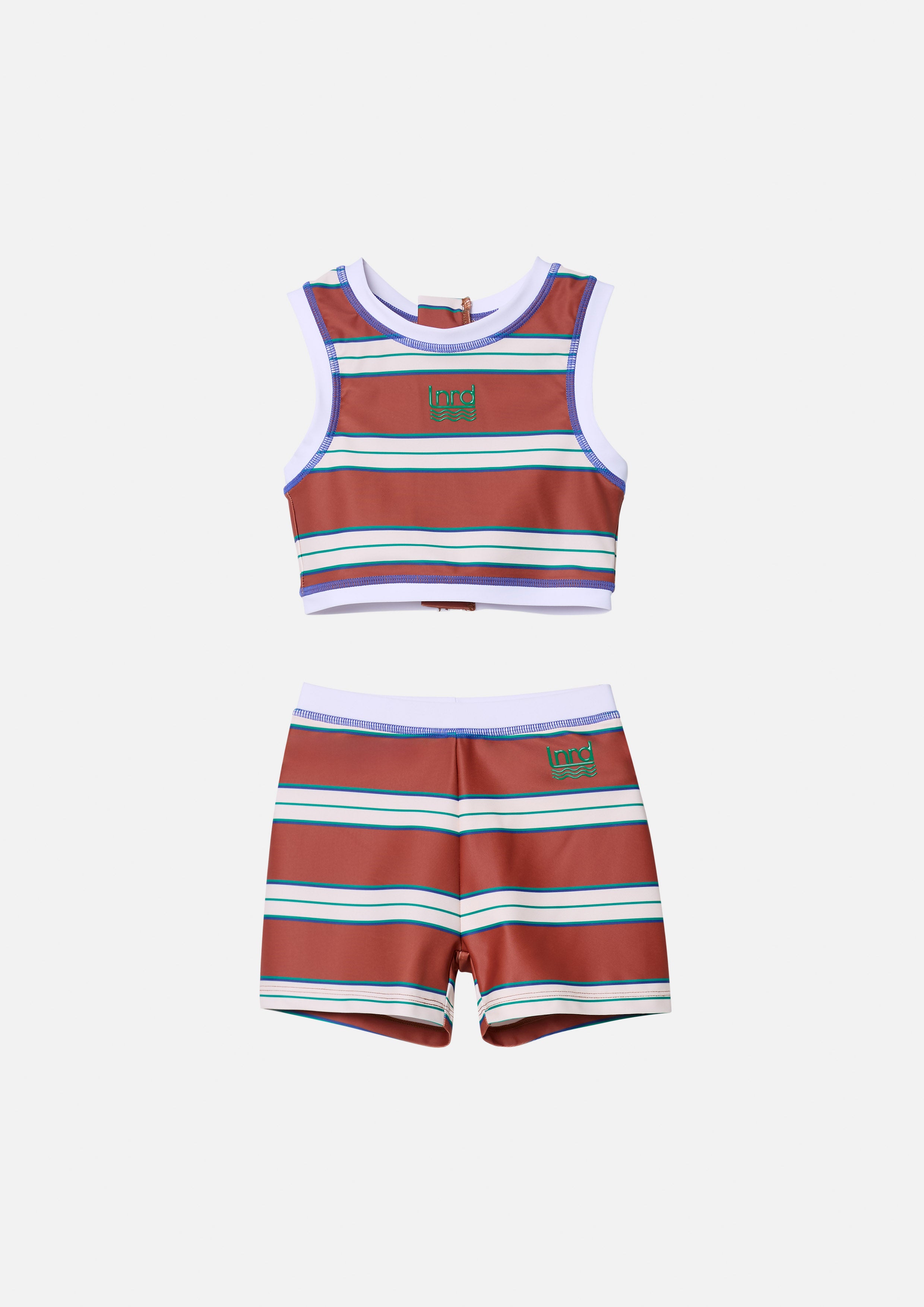 เซ็ทเสื้อครอปชุดว่ายน้ำลายทางและกางเกงขาสั้น คอลเลกชัน You Deserve a Break