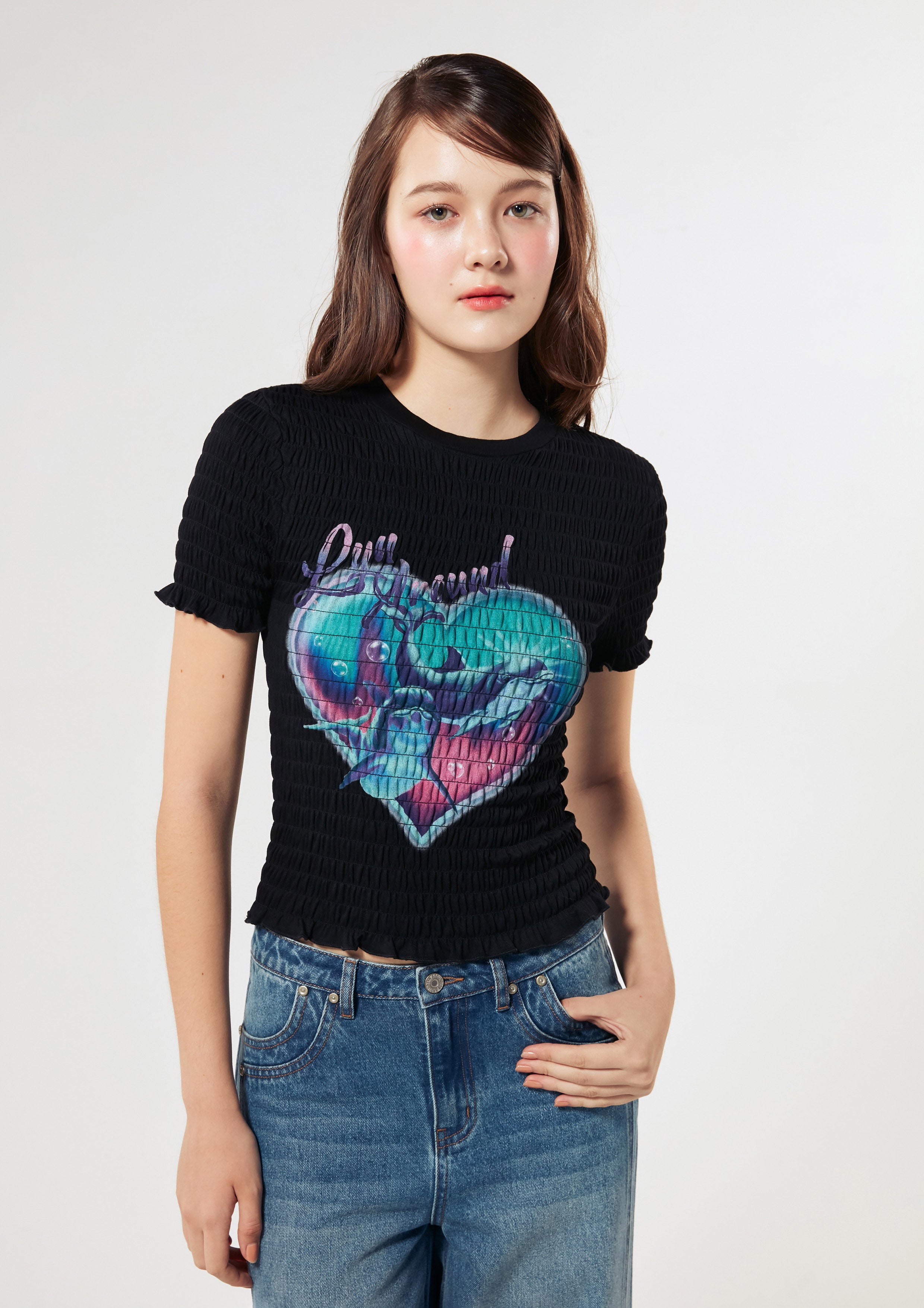 เสื้อยืดแขนสั้นผ้าสม็อคพิมพ์ลาย คอลเลกชัน You Deserve a Break