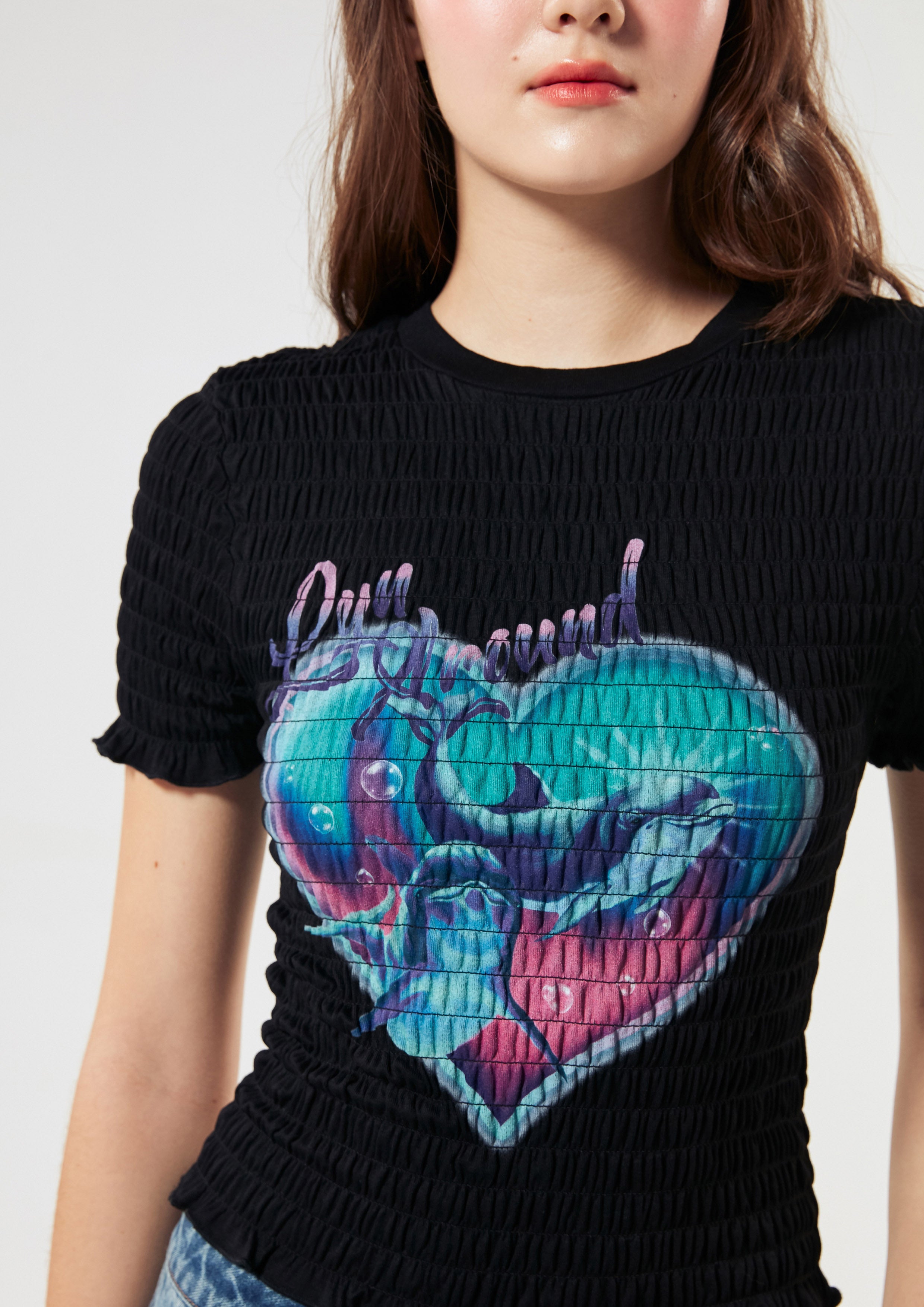 เสื้อยืดแขนสั้นผ้าสม็อคพิมพ์ลาย คอลเลกชัน You Deserve a Break