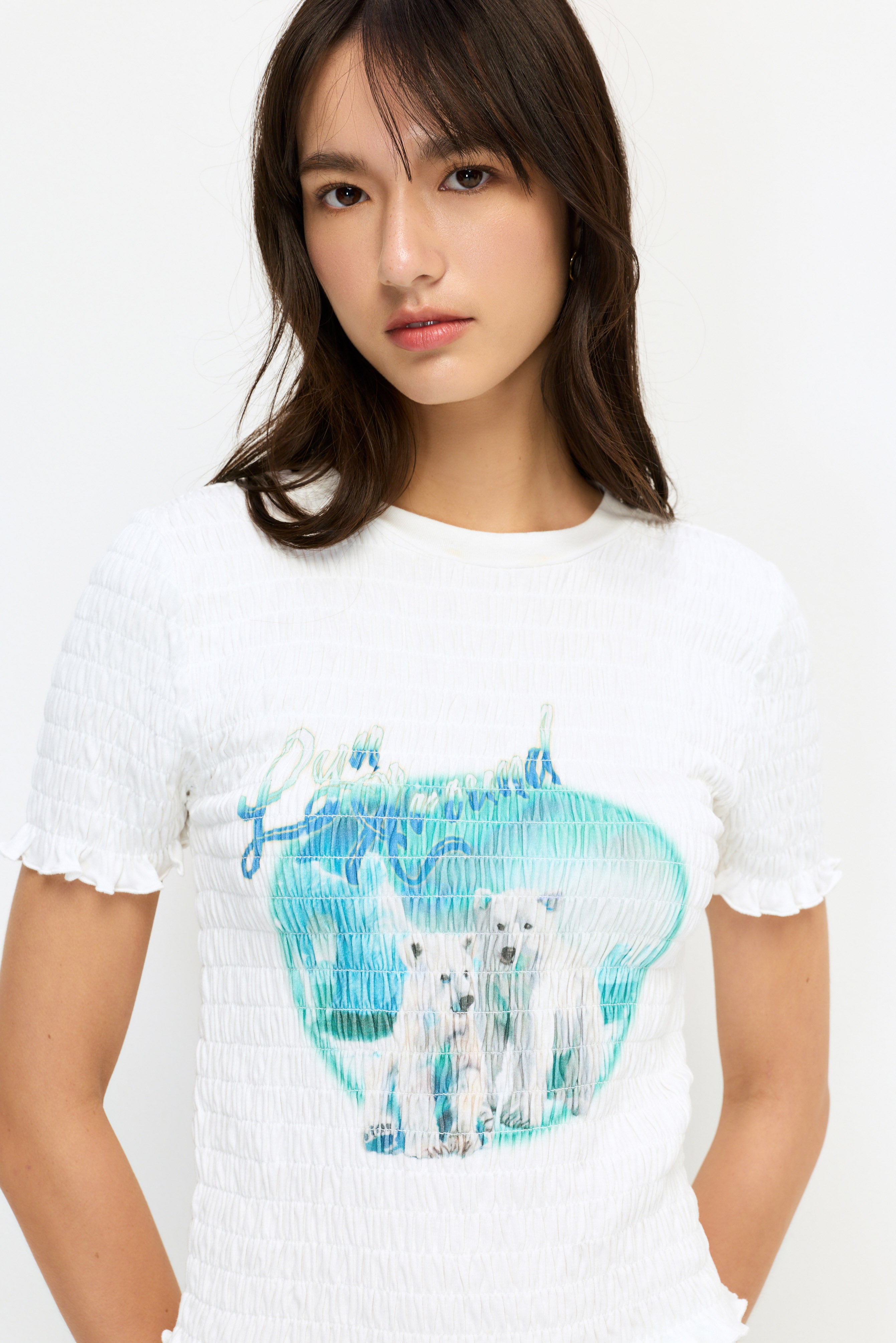 เสื้อยืดแขนสั้นผ้าสม็อคพิมพ์ลาย คอลเลกชัน You Deserve a Break