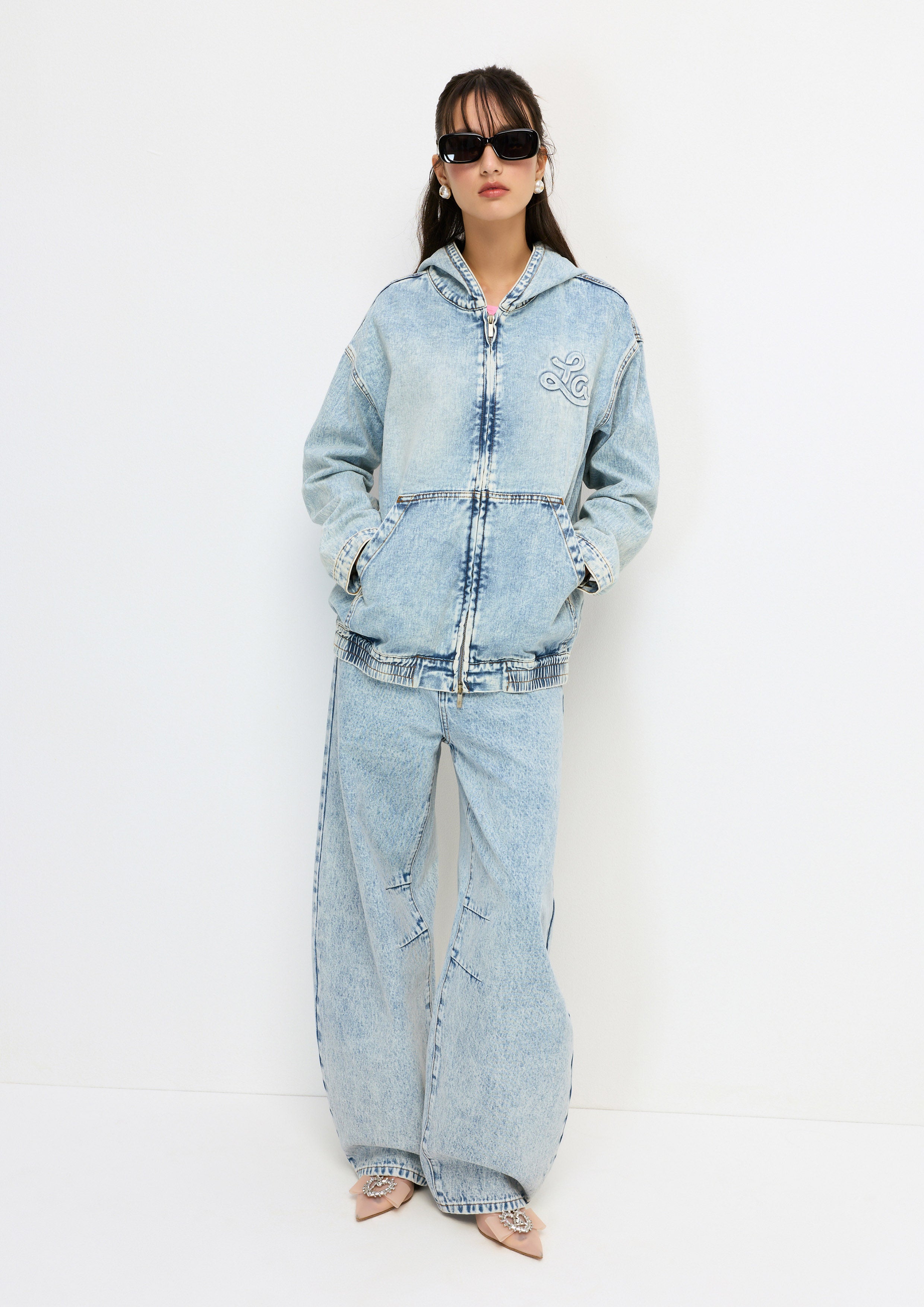 Ombre Denim Hood Jacket Melting Bloom