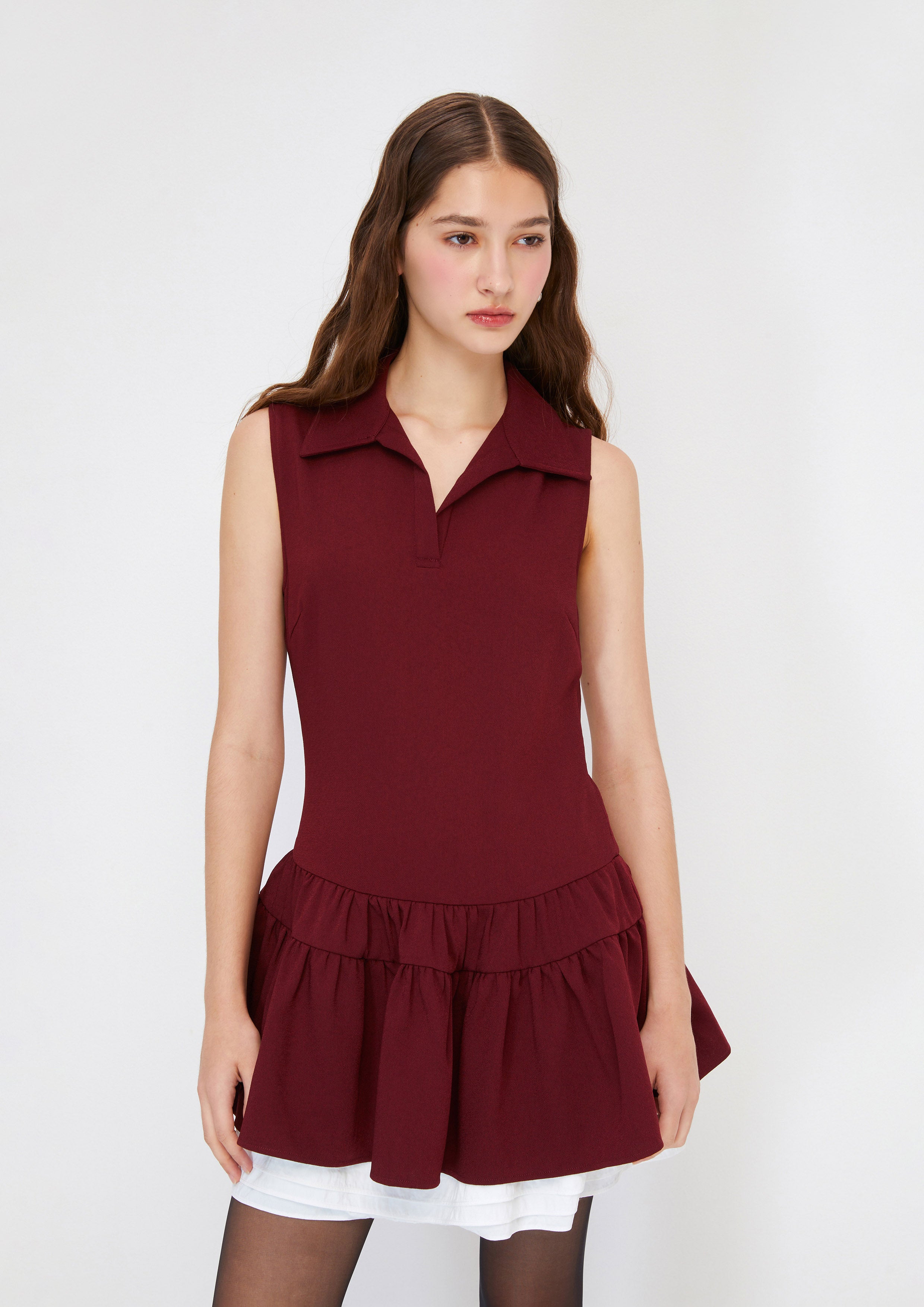 Layered Flare Skirt Mini Dress Arctic Noir