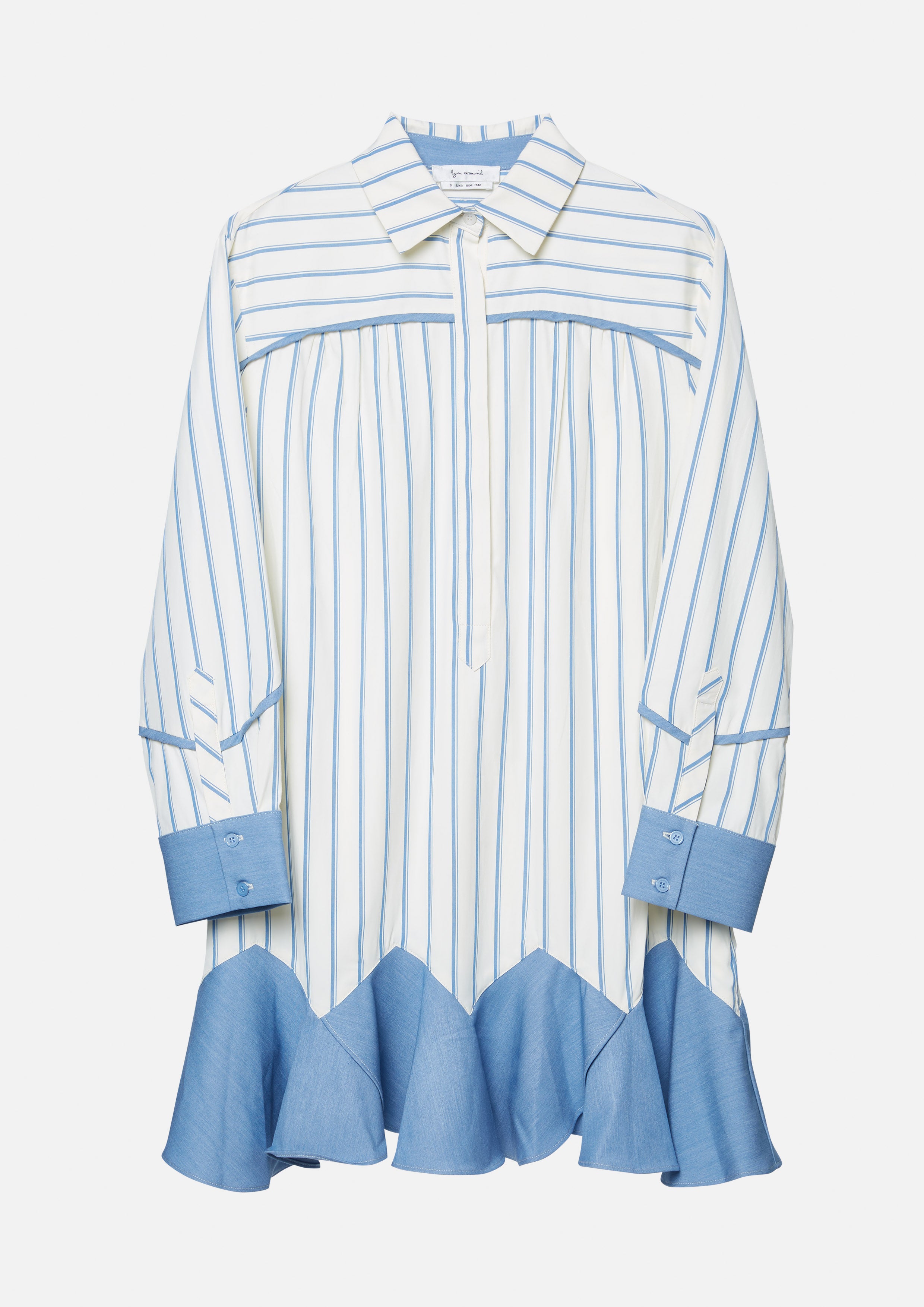 เดรสสั้นลายทางกระโปรงแต่งระบาย คอลเลกชัน Crystaline