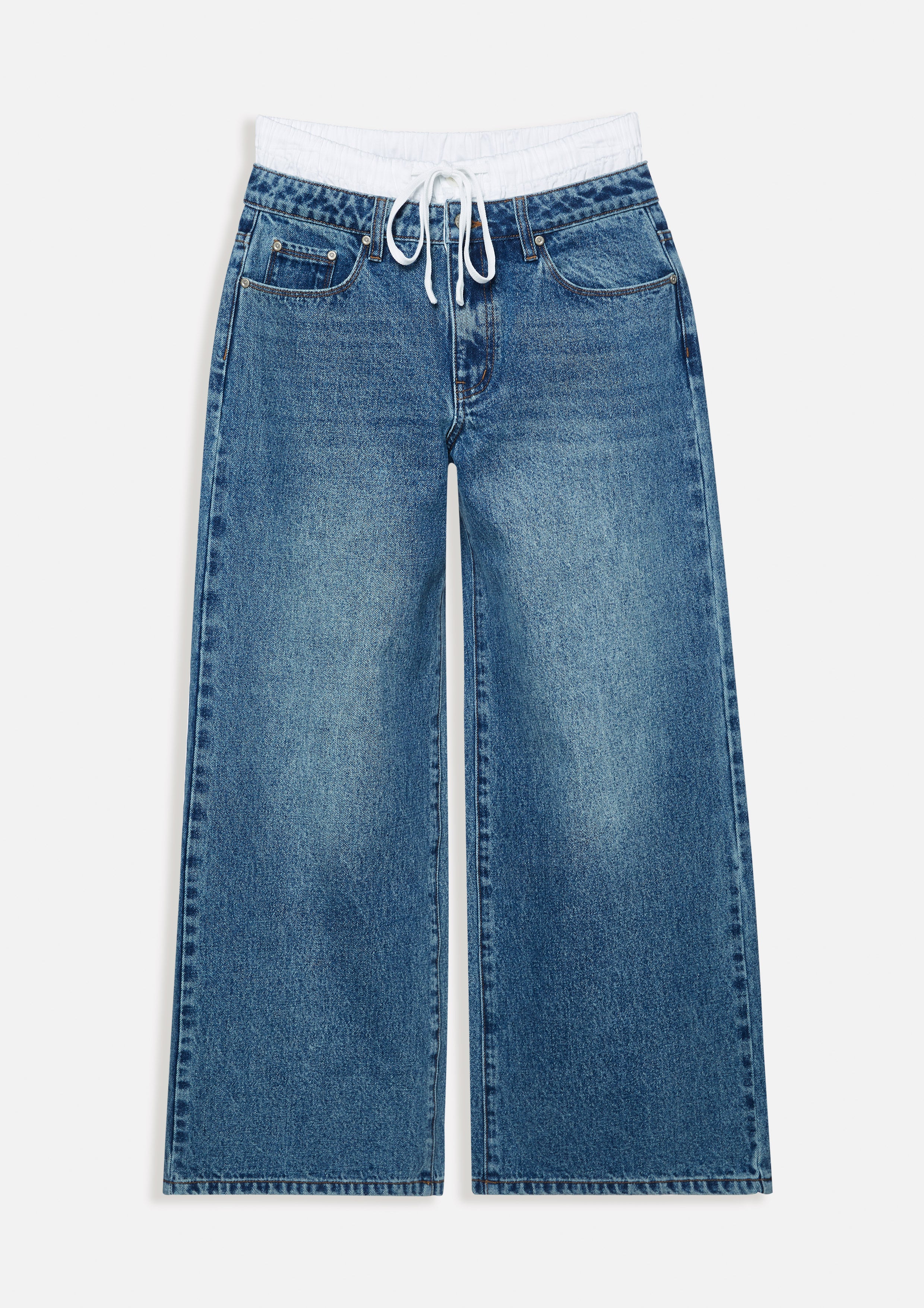 กางเกงเดนิมขายาวเอวยางยืด คอลเลกชัน Melting Ice (Cream)