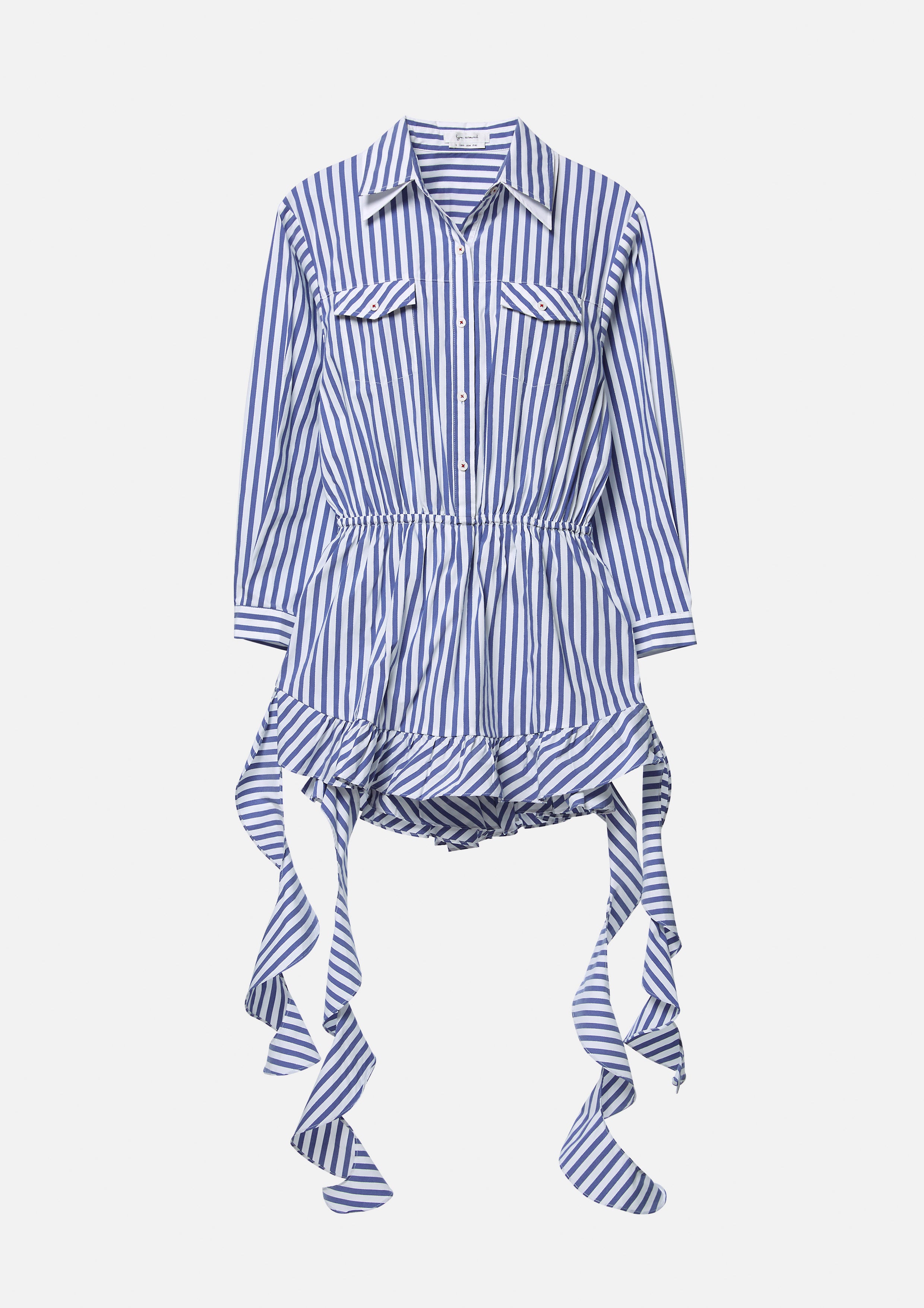 เดรสสั้นลายทางกระโปรงแต่งผ้าเดรป คอลเลกชัน You Deserve a Break