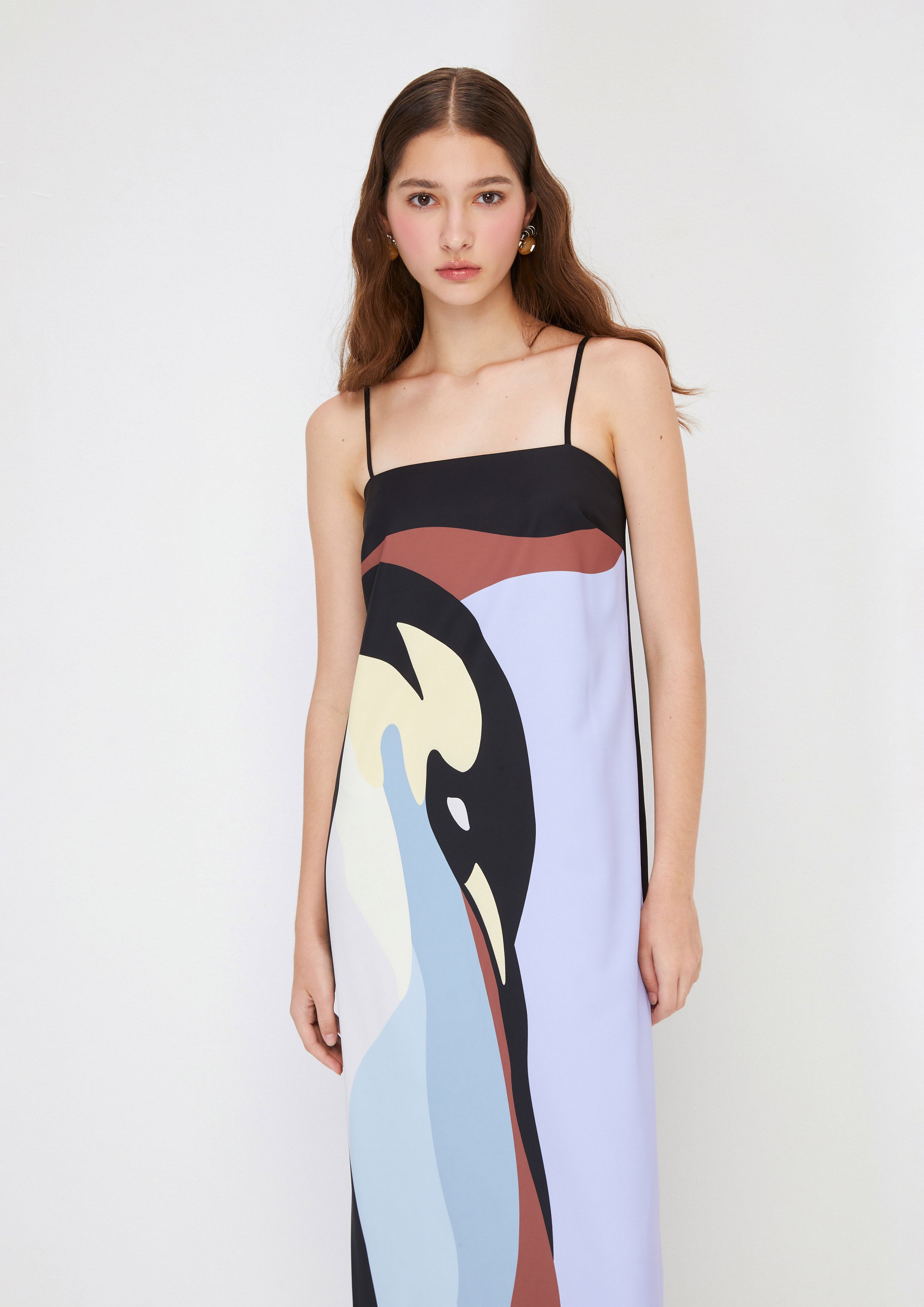 Print Cami Dress Artic Noir