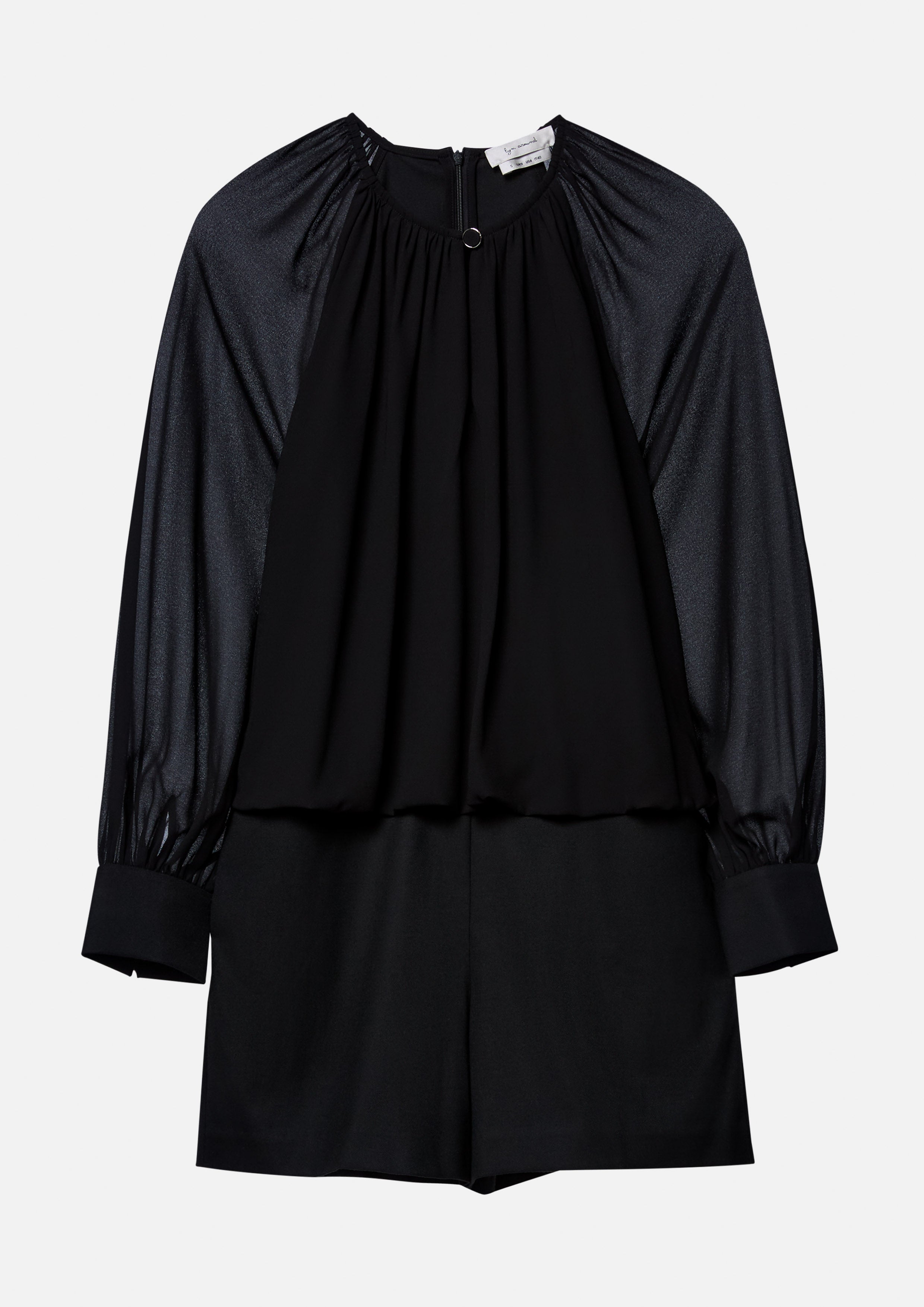 Sheer Sleeve Romper Arctic Noir
