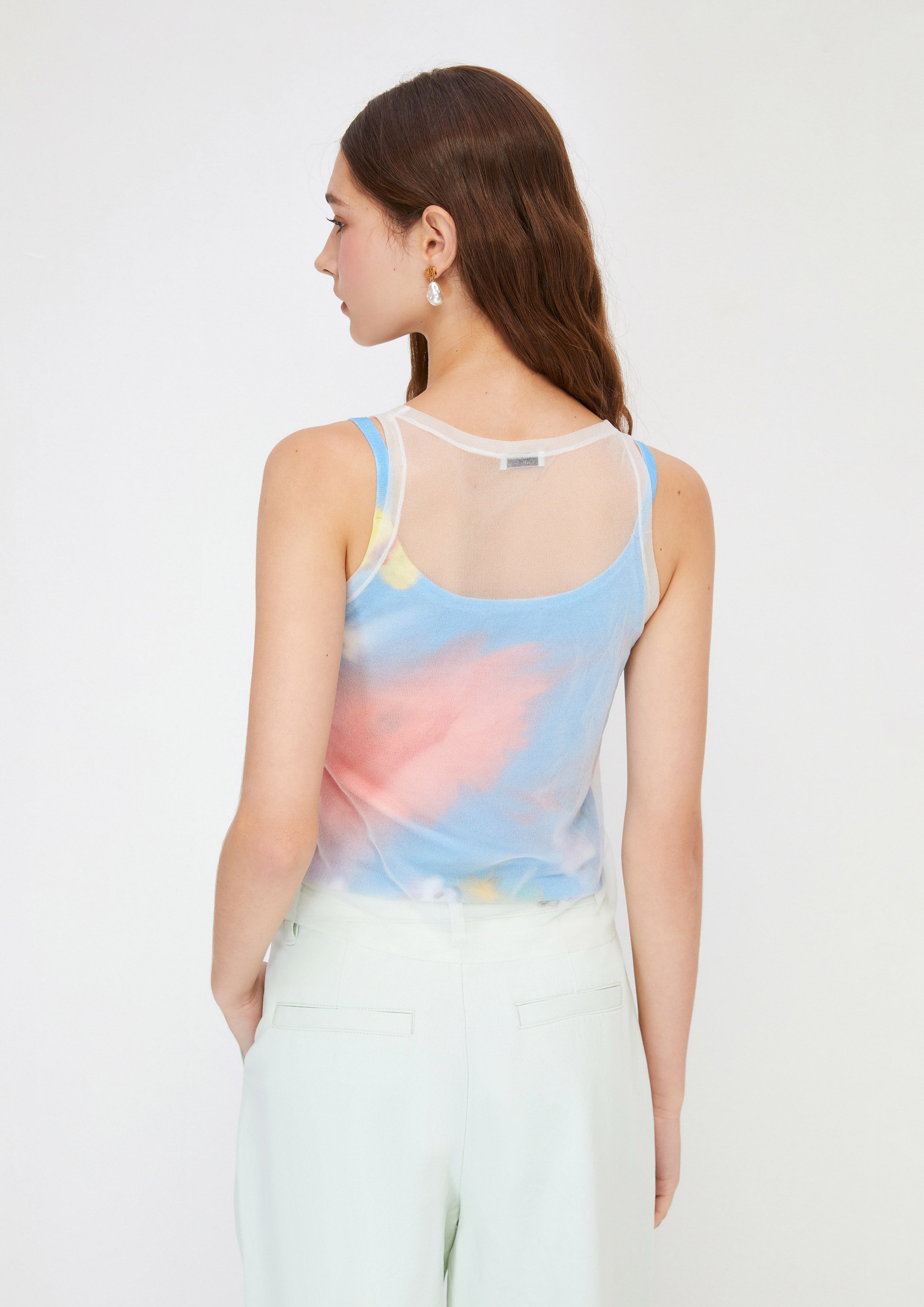 Sheer Layered Crop Top Melting Ice (Cream)