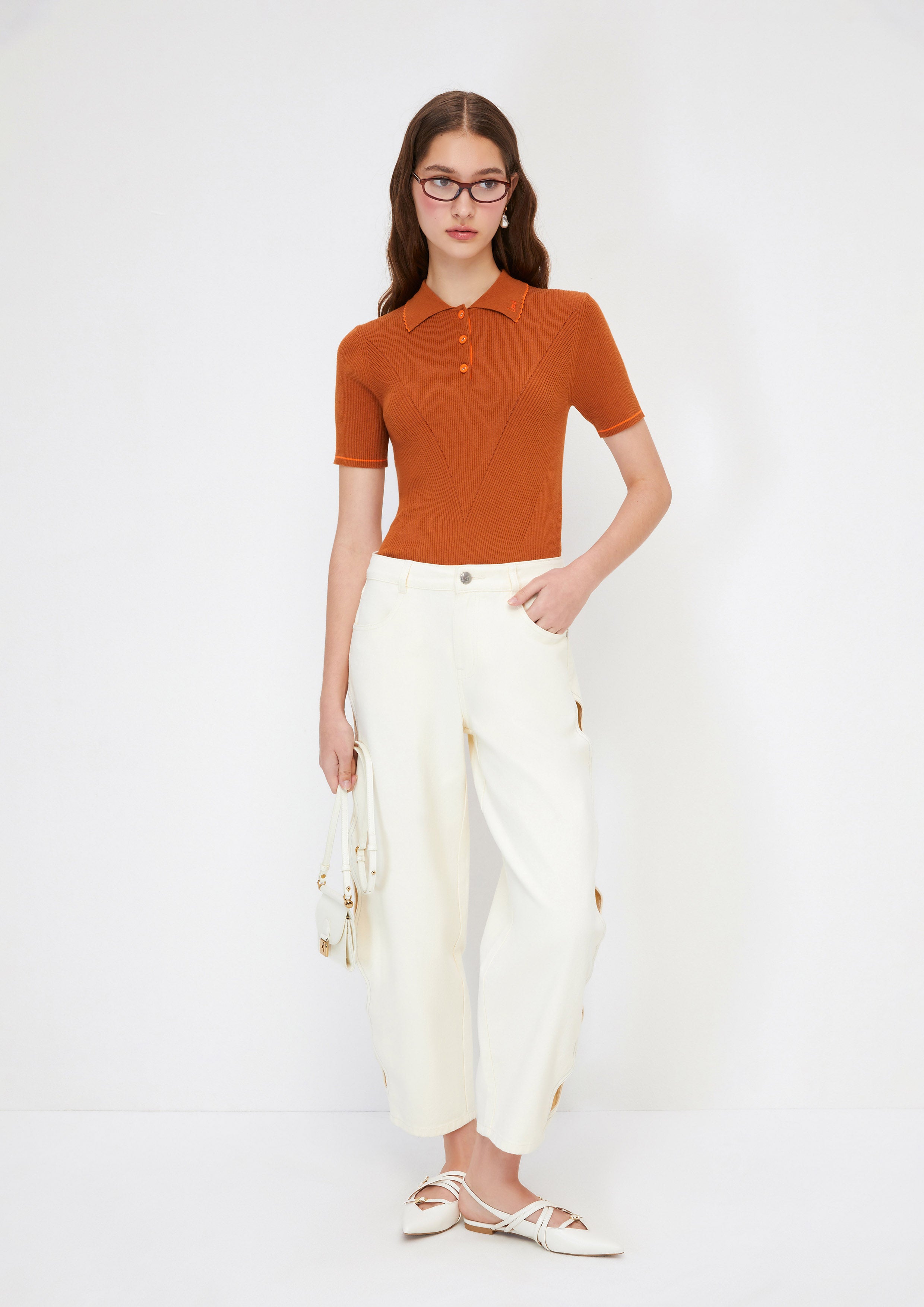 Knitted Polo Top Aurora Veil