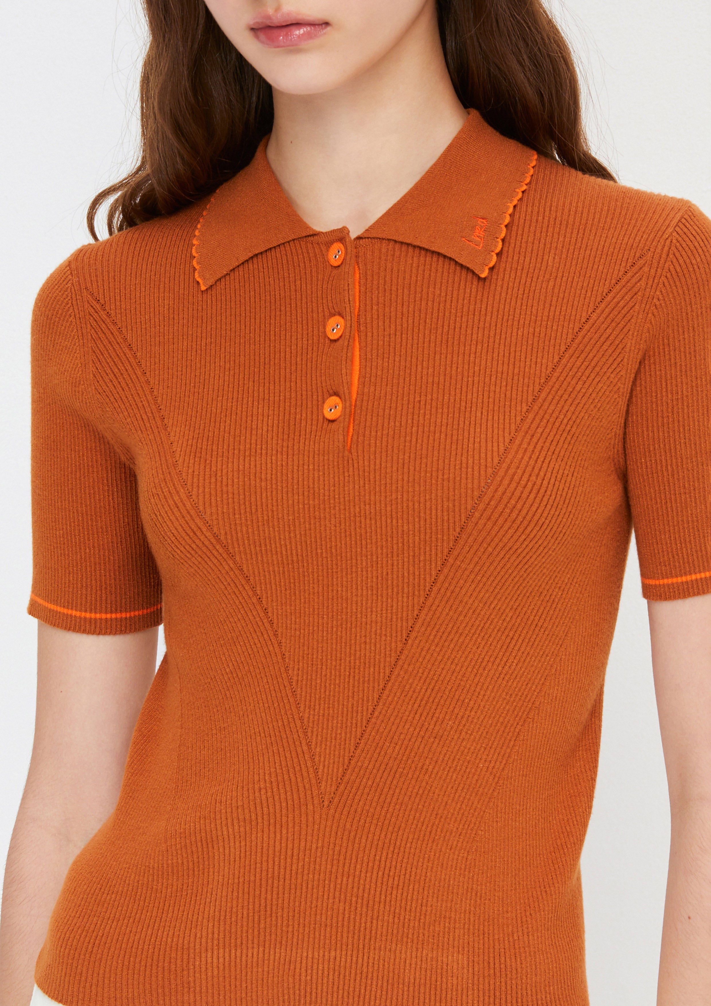 Knitted Polo Top Aurora Veil