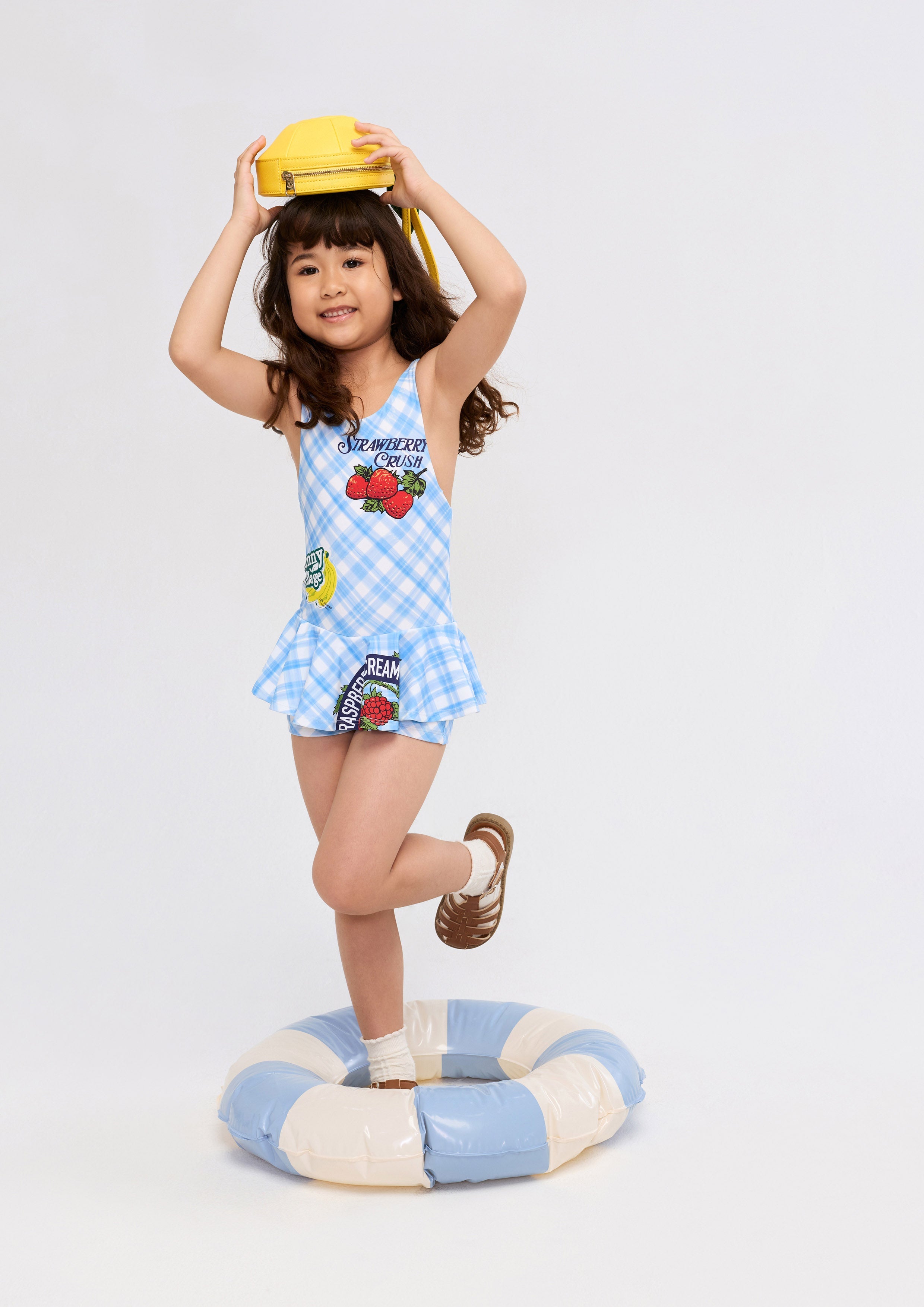 Gingham With Print Swimwear For Mini Girls Chasing the Sun