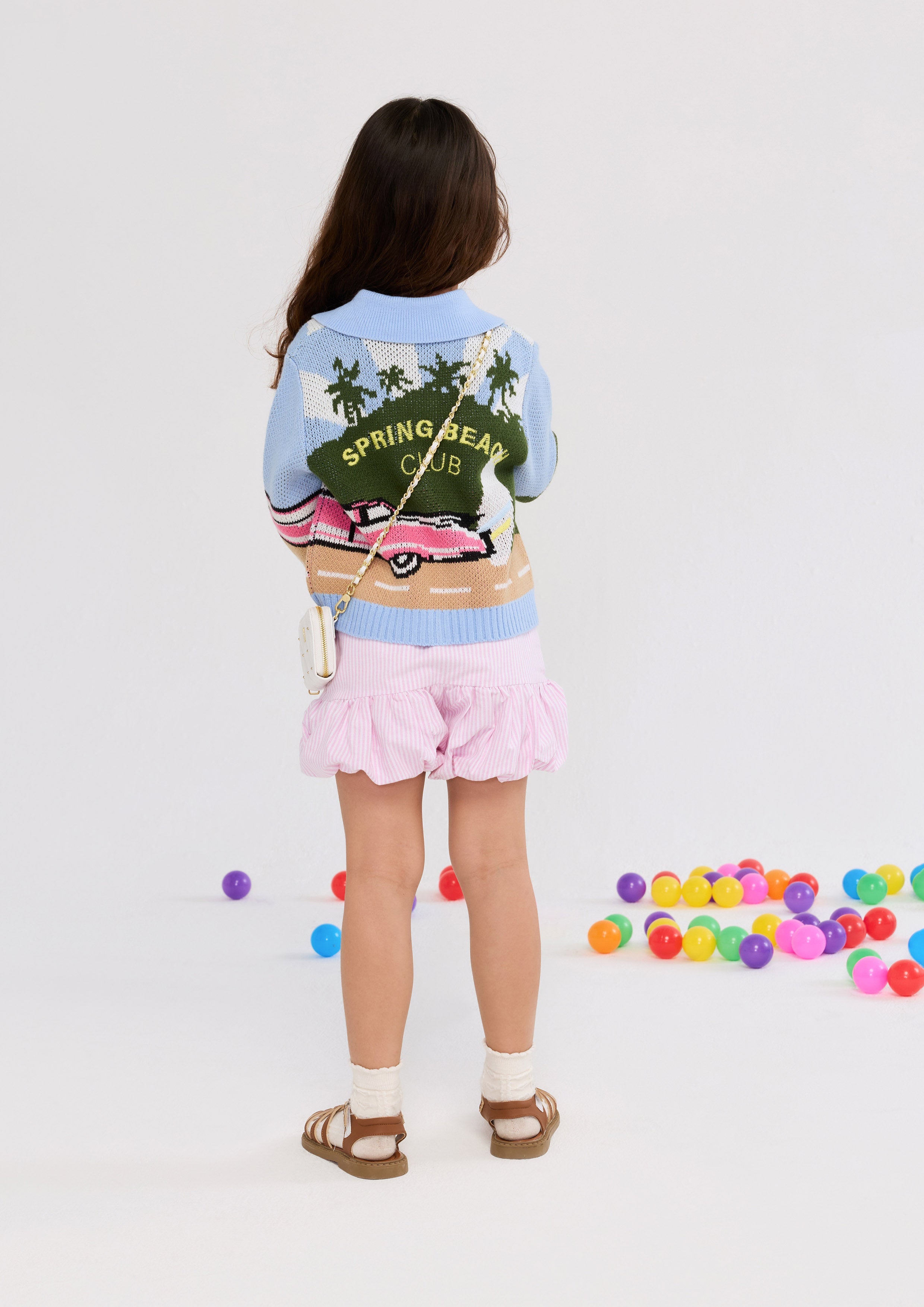 เสื้อคาร์ดิแกนแขนยาวพิมพ์ลาย สำหรับเด็กผู้หญิง คอลเลกชัน Palm Spring