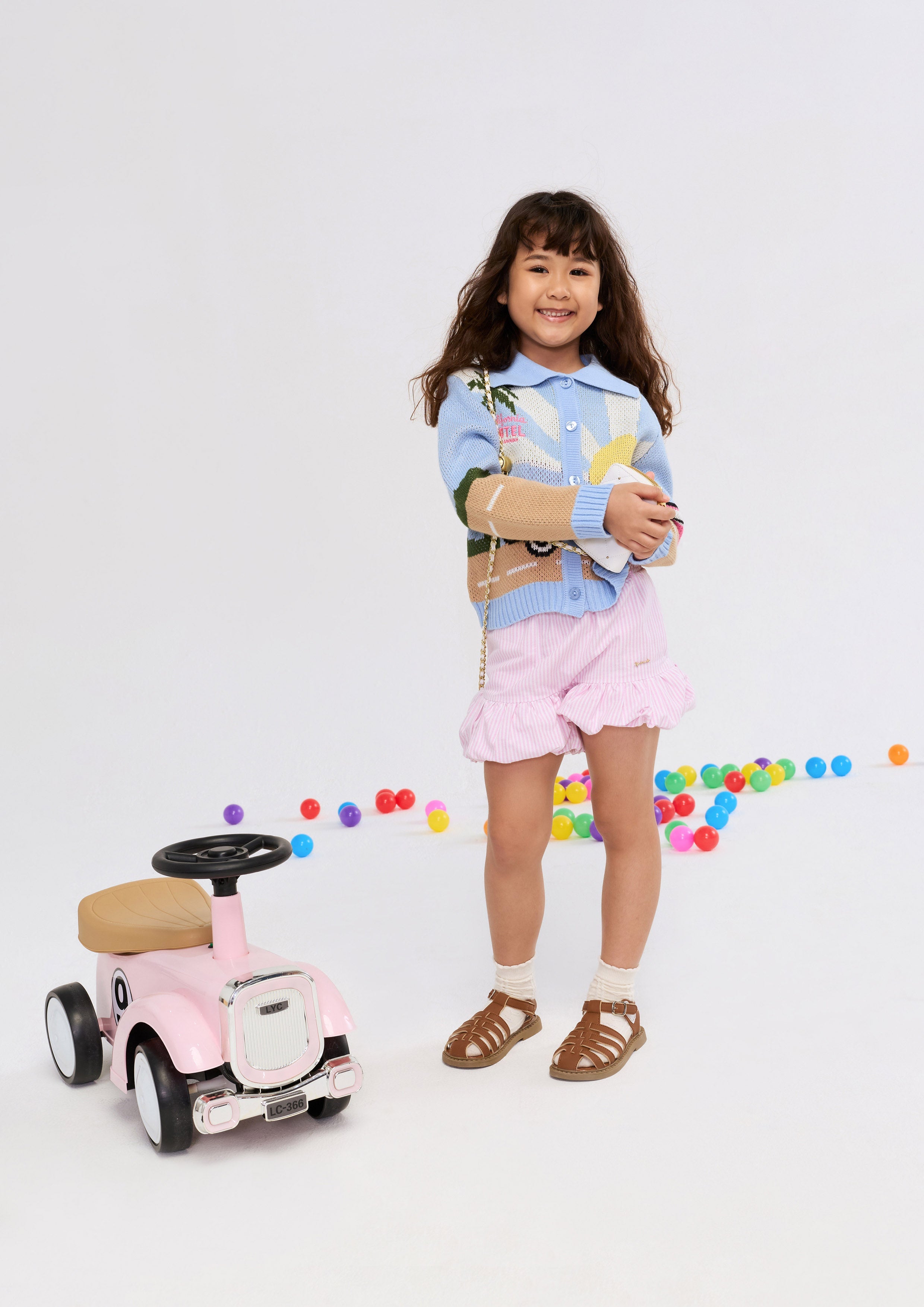 Knitted Long Sleeve Cardigan For Mini Girls Palm Spring