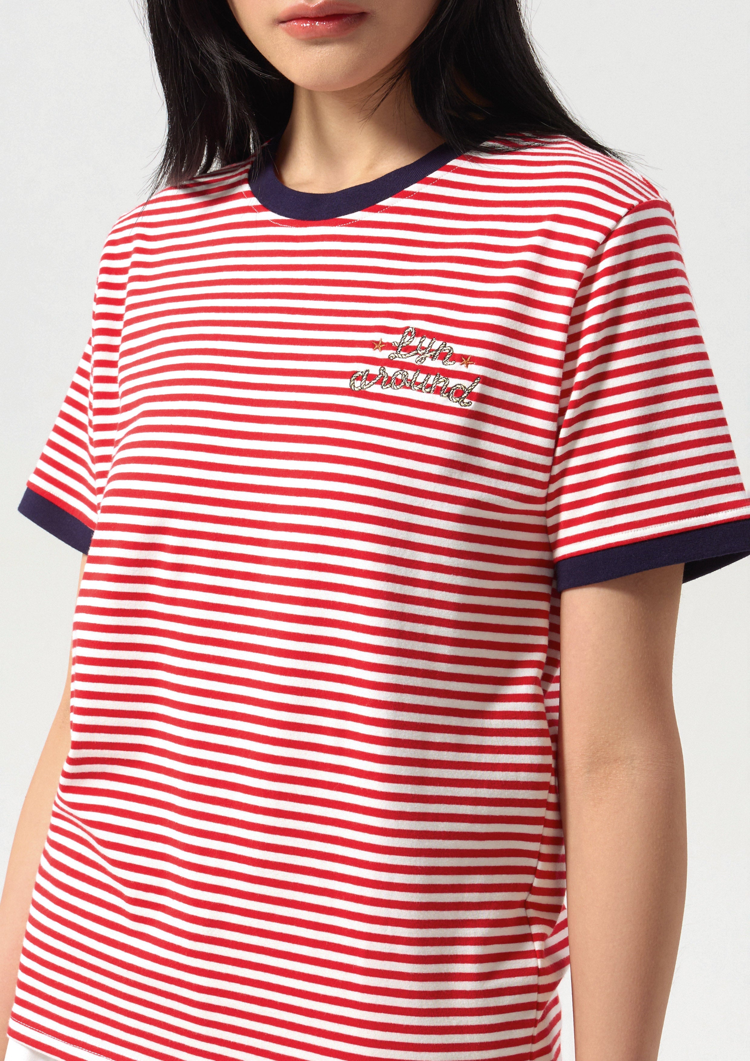 Stripe Logo Contrast Trim T-Shirt Califonia Yacht Club