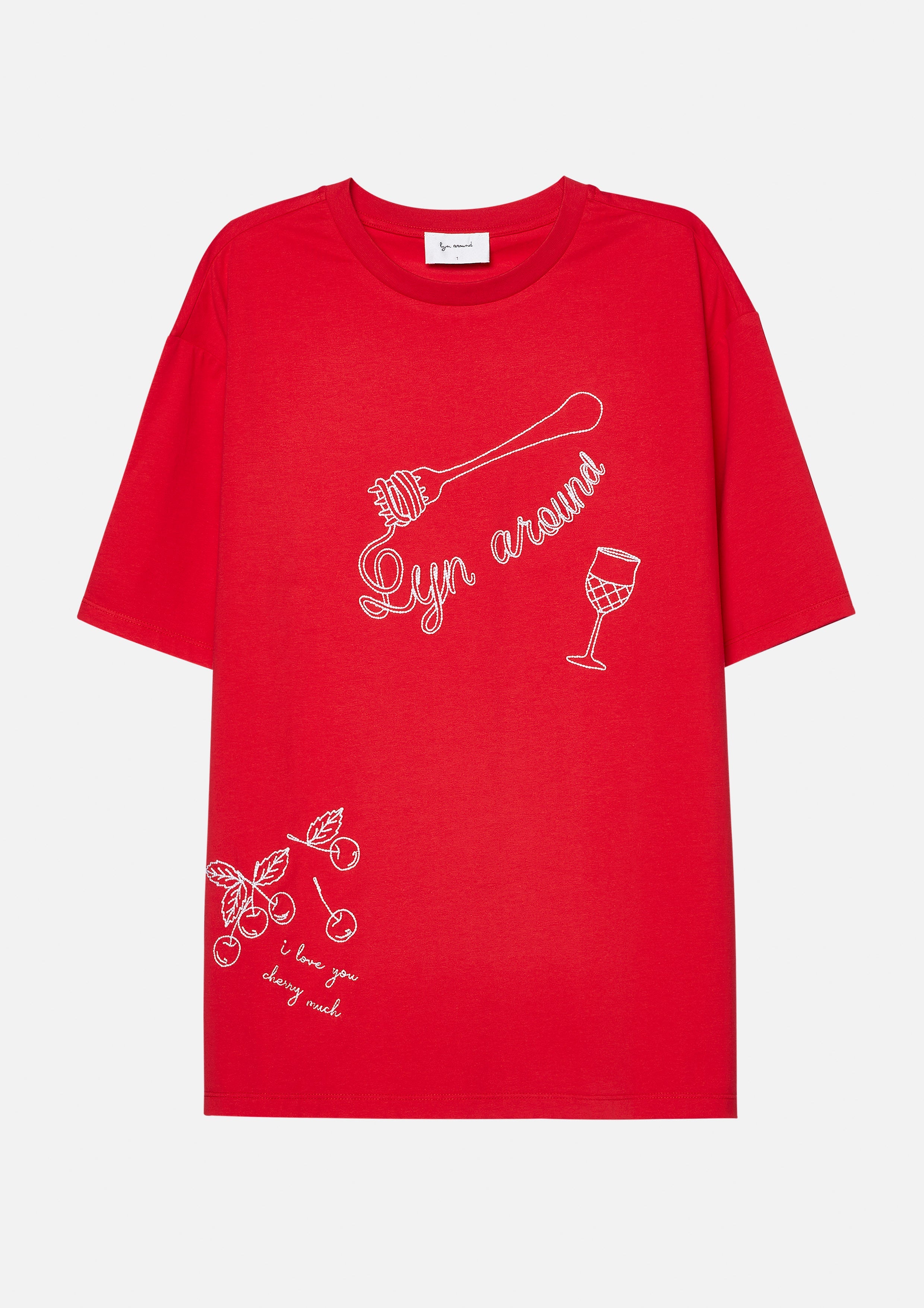 Contrast Embroideried Oversized T-Shirt Chasing the Sun