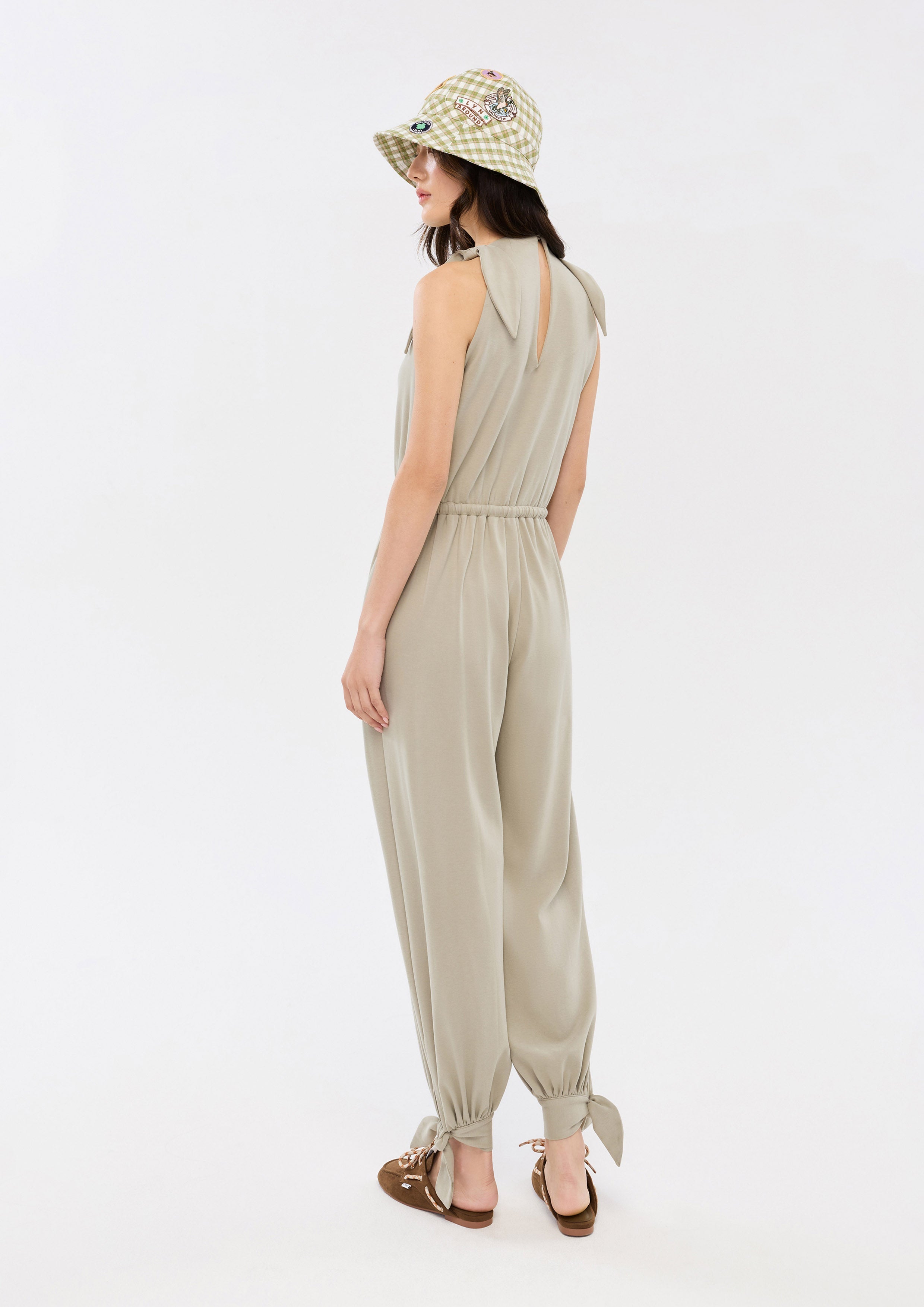 Sleeveless Drawstring Waist Jumpsuit Camp Diary