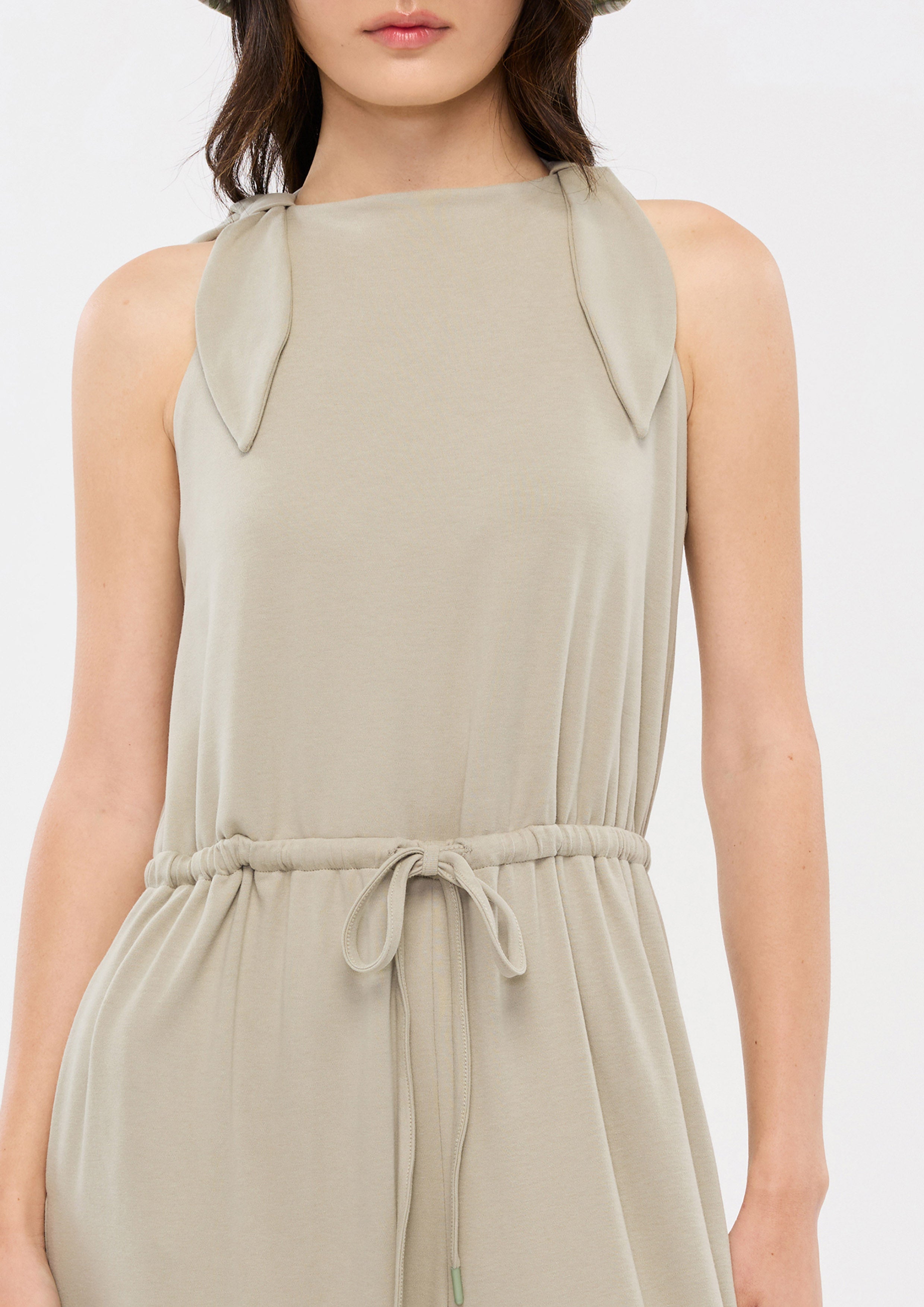 Sleeveless Drawstring Waist Jumpsuit Camp Diary