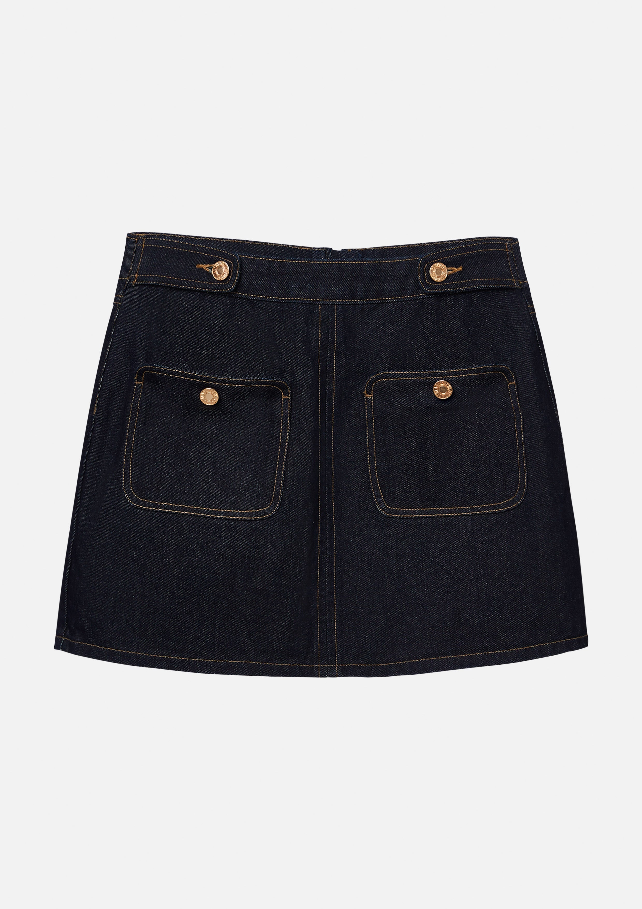 Contrast Stitching Denim Mini Skirt Basic Denim