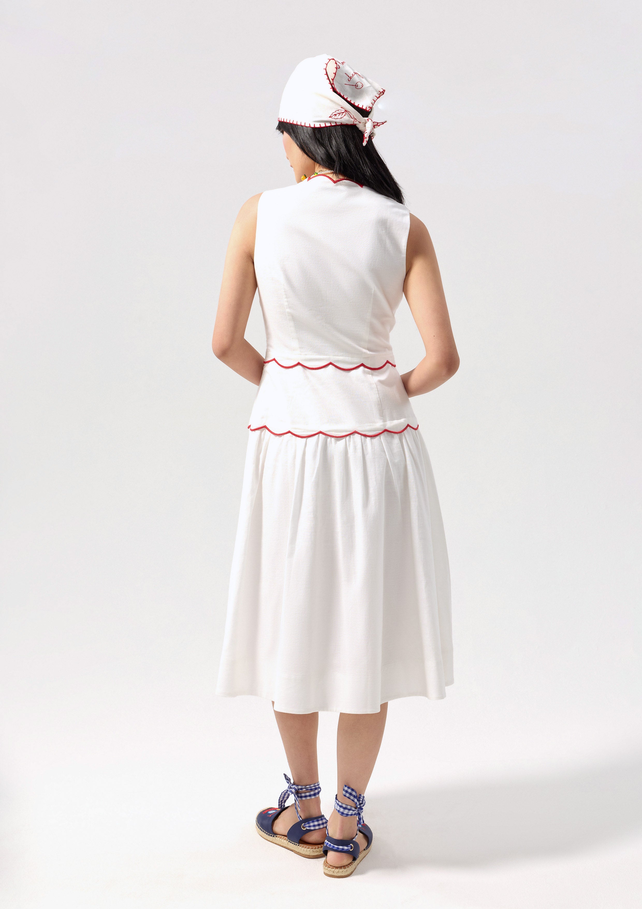 Contrast Embroidered Midi Dress Chasing the Sun