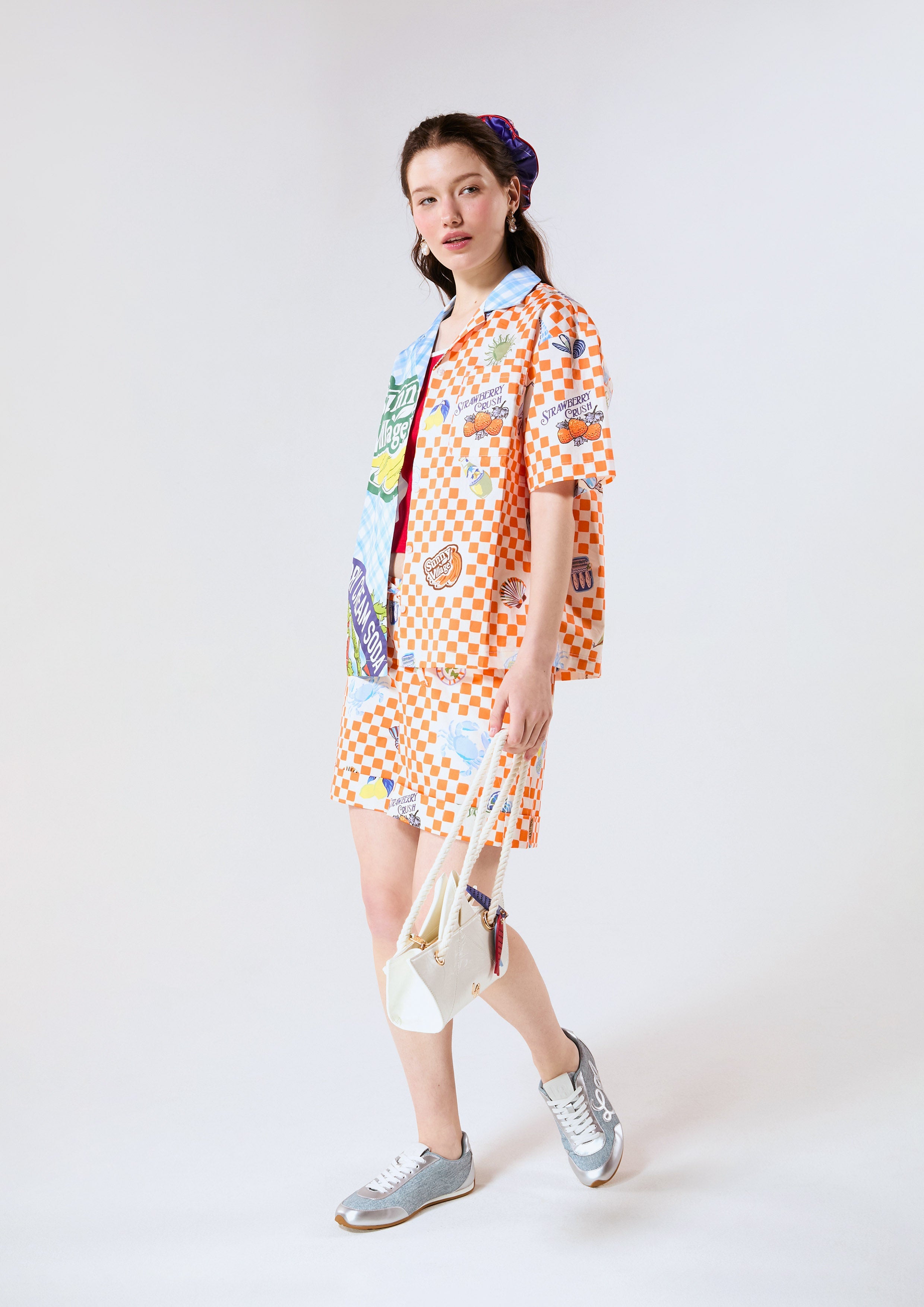 Gingham and Sticker Print Shirt Chasing the Sun