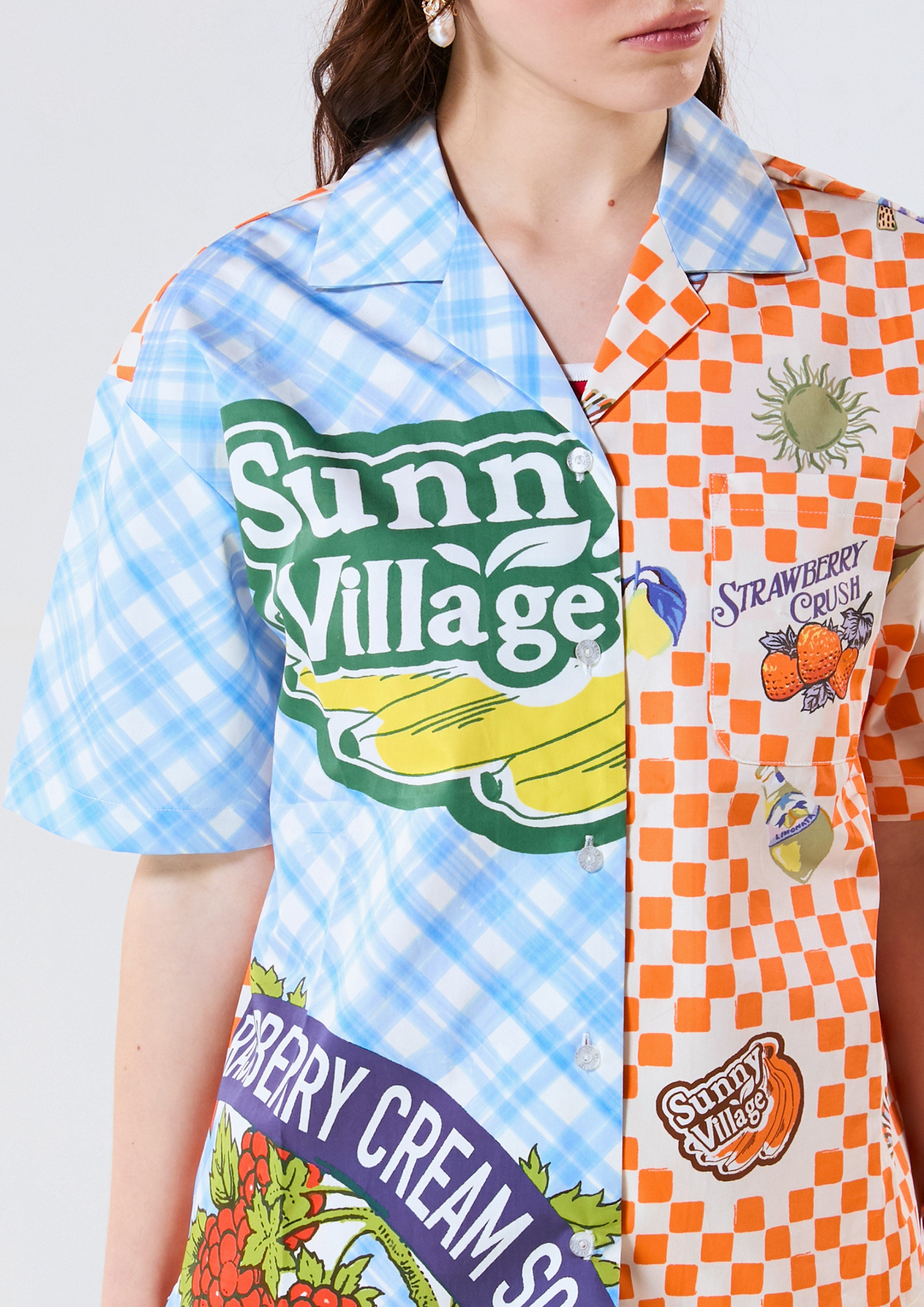Gingham and Sticker Print Shirt Chasing the Sun