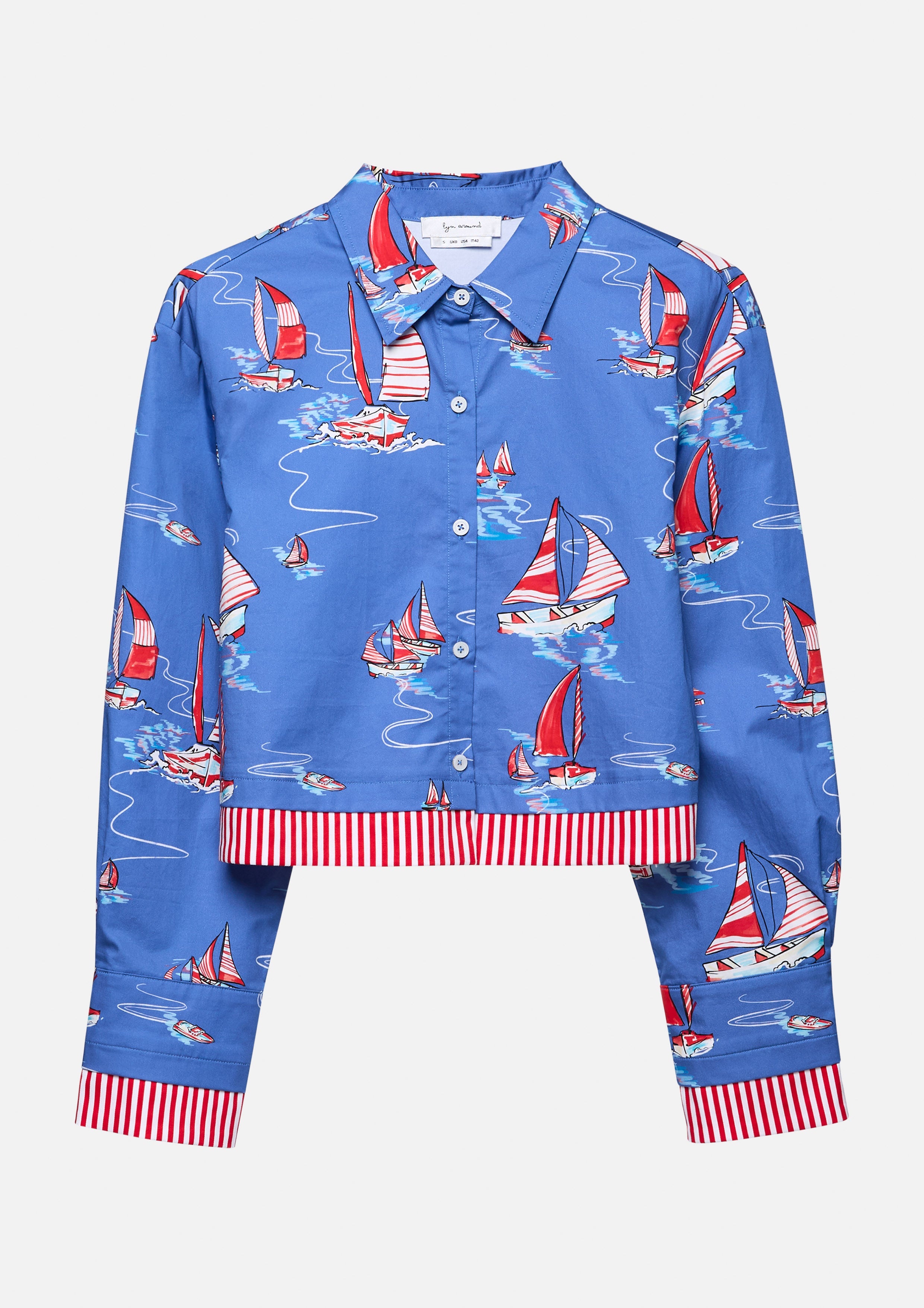 Sailing Print Crop Shirt Califonia Yacht Club