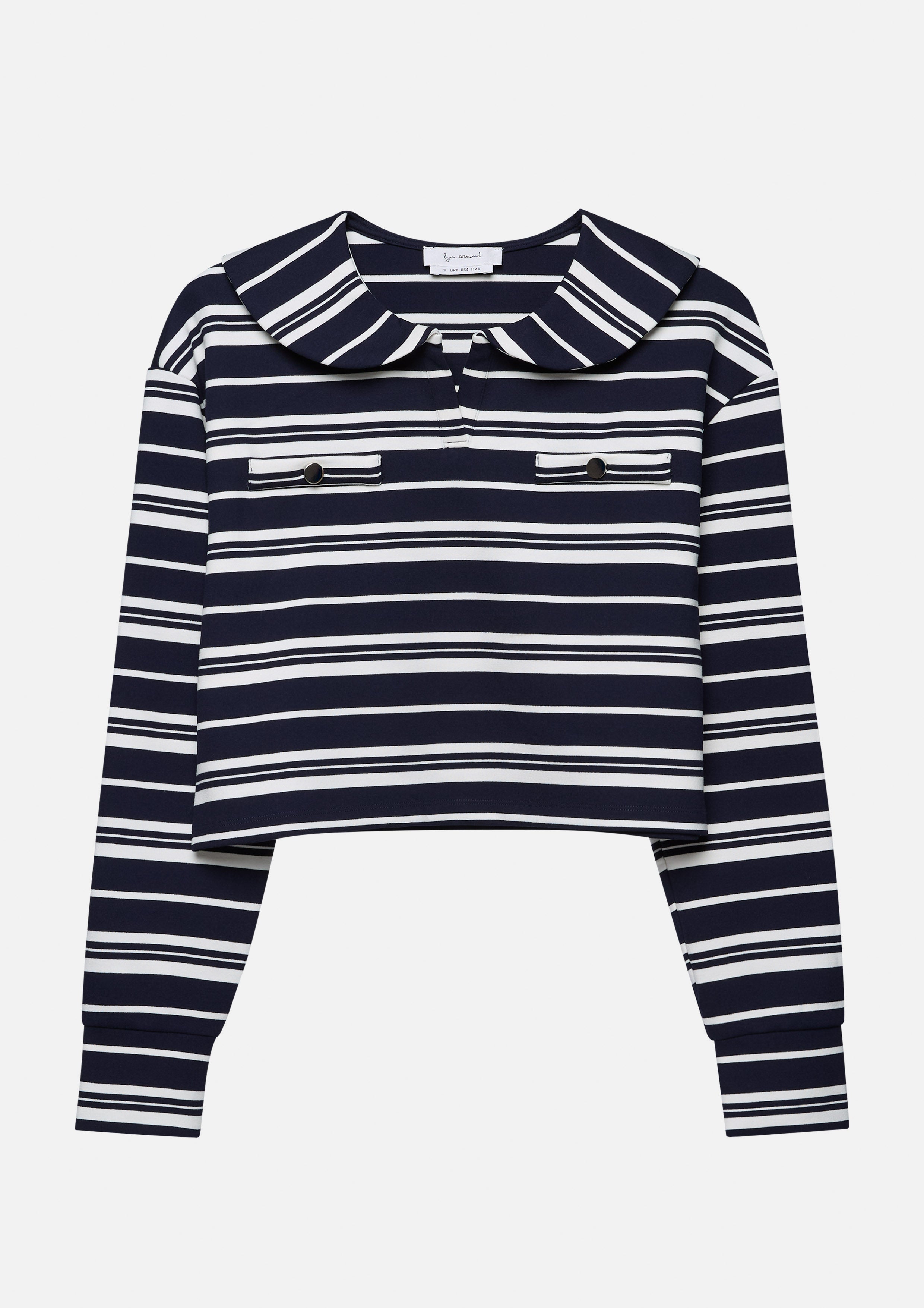 เสื้อครอปแขนยาวลายทาง คอลเลกชัน Califonia Yacht Club