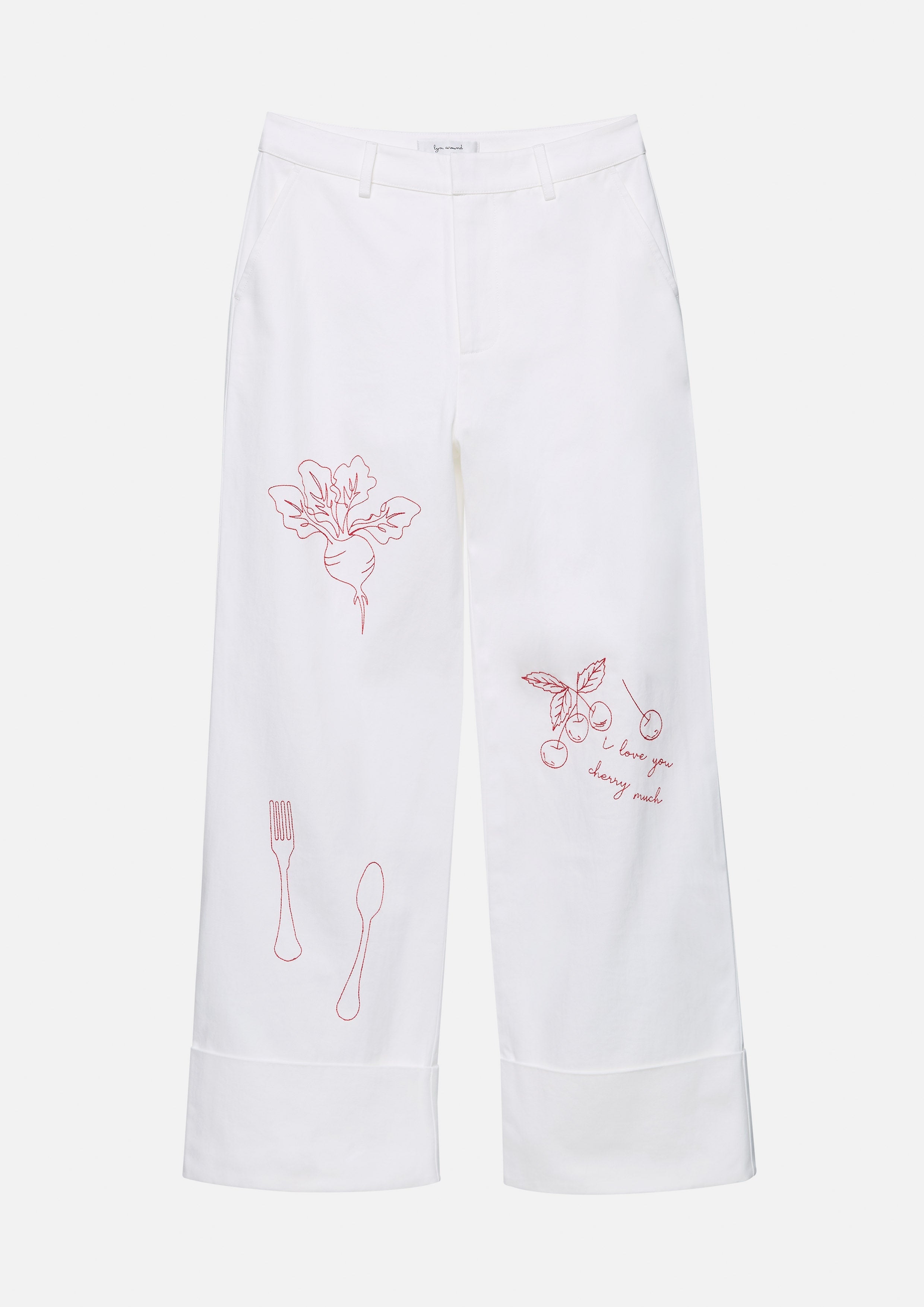  Constrast Embroidered High Waist Pants Chasing the Sun