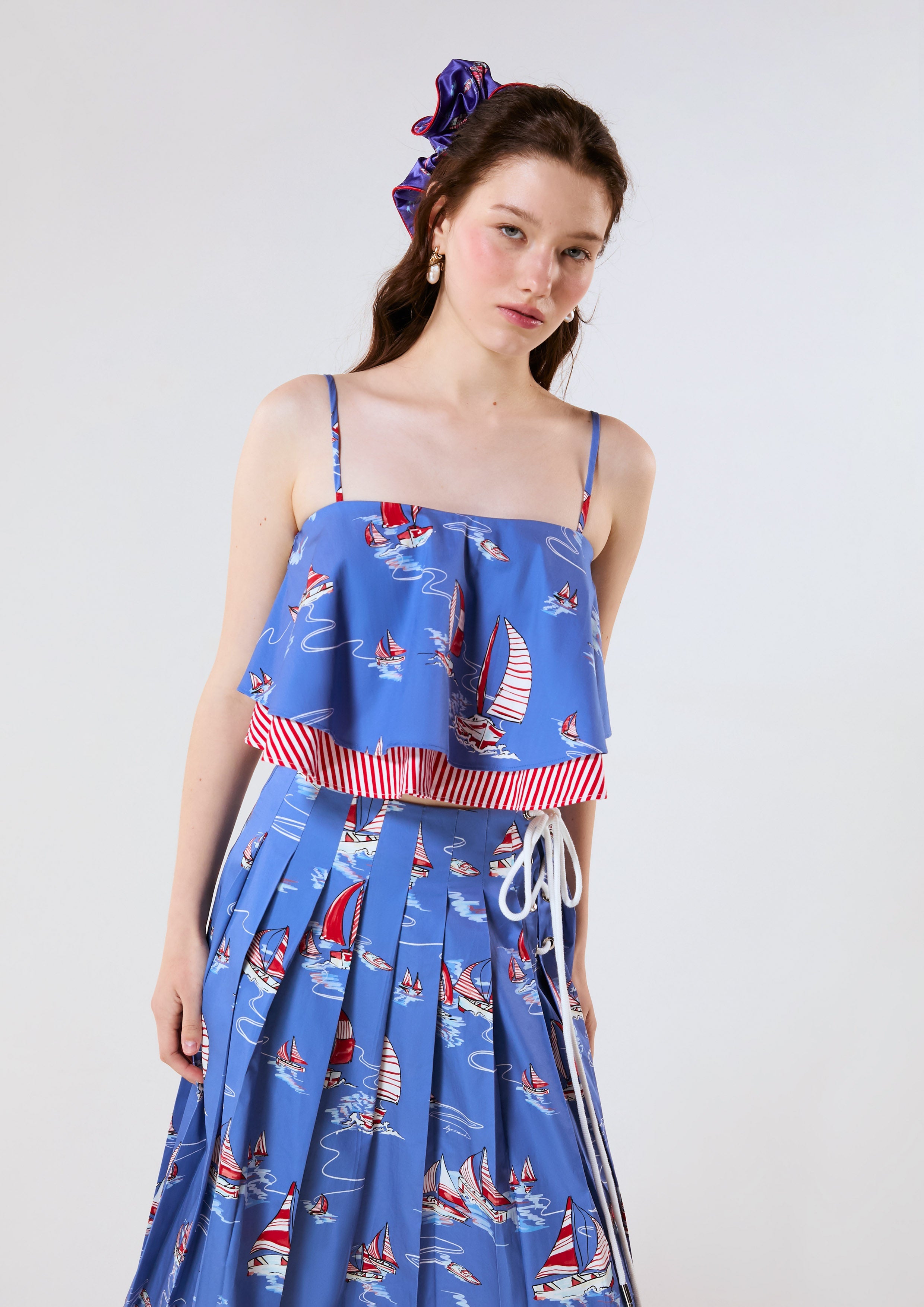 เสื้อสายเดี่ยวพิมพ์ลายเรือใบ คอลเลกชัน Califonia Yacht Club