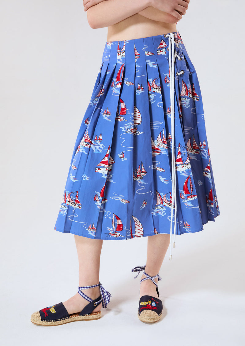 Create Your Signature Look with Sailing Print Pleated Midi Skirt ...