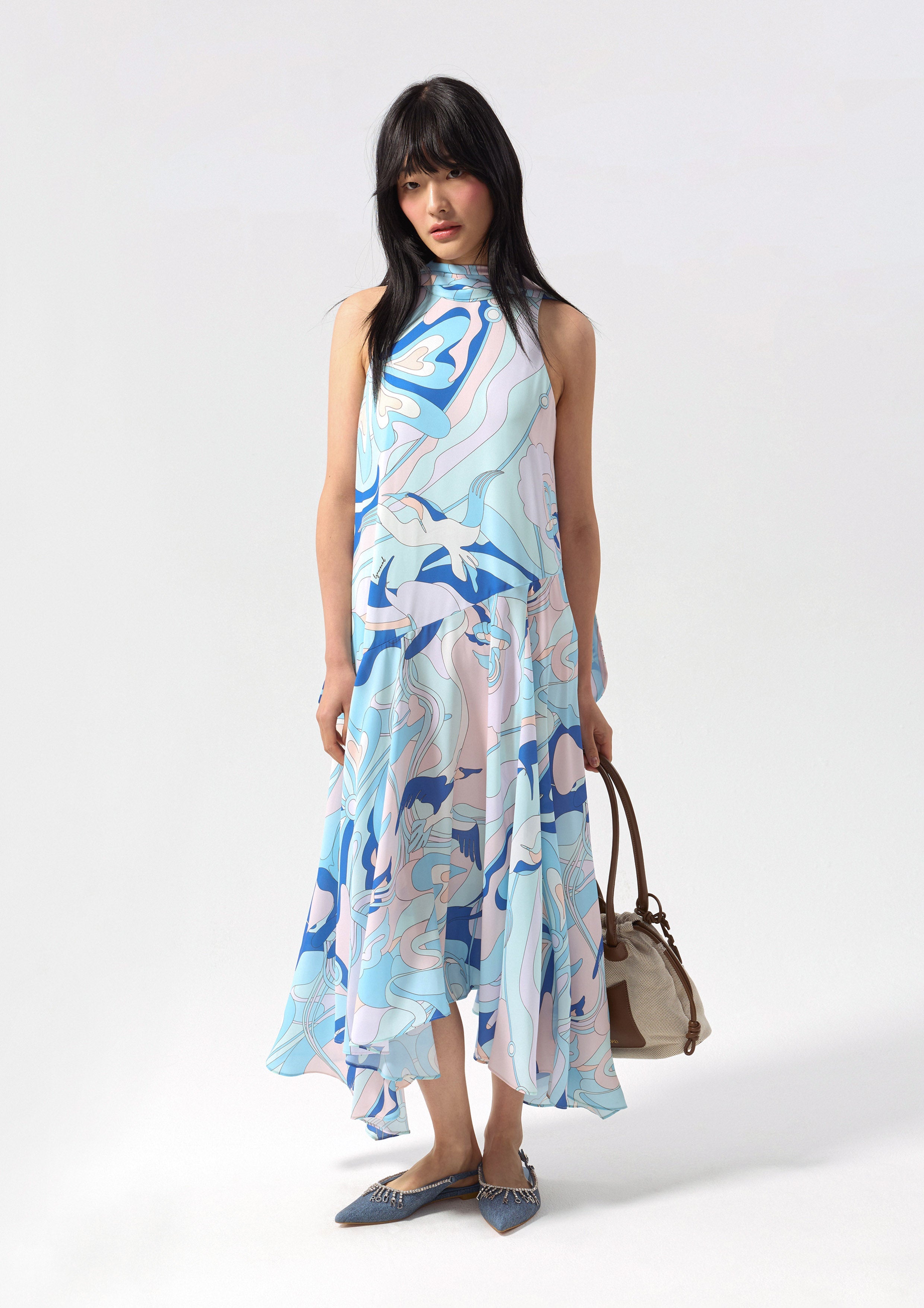 Print Mock Neck Maxi Dress California Yacht Club