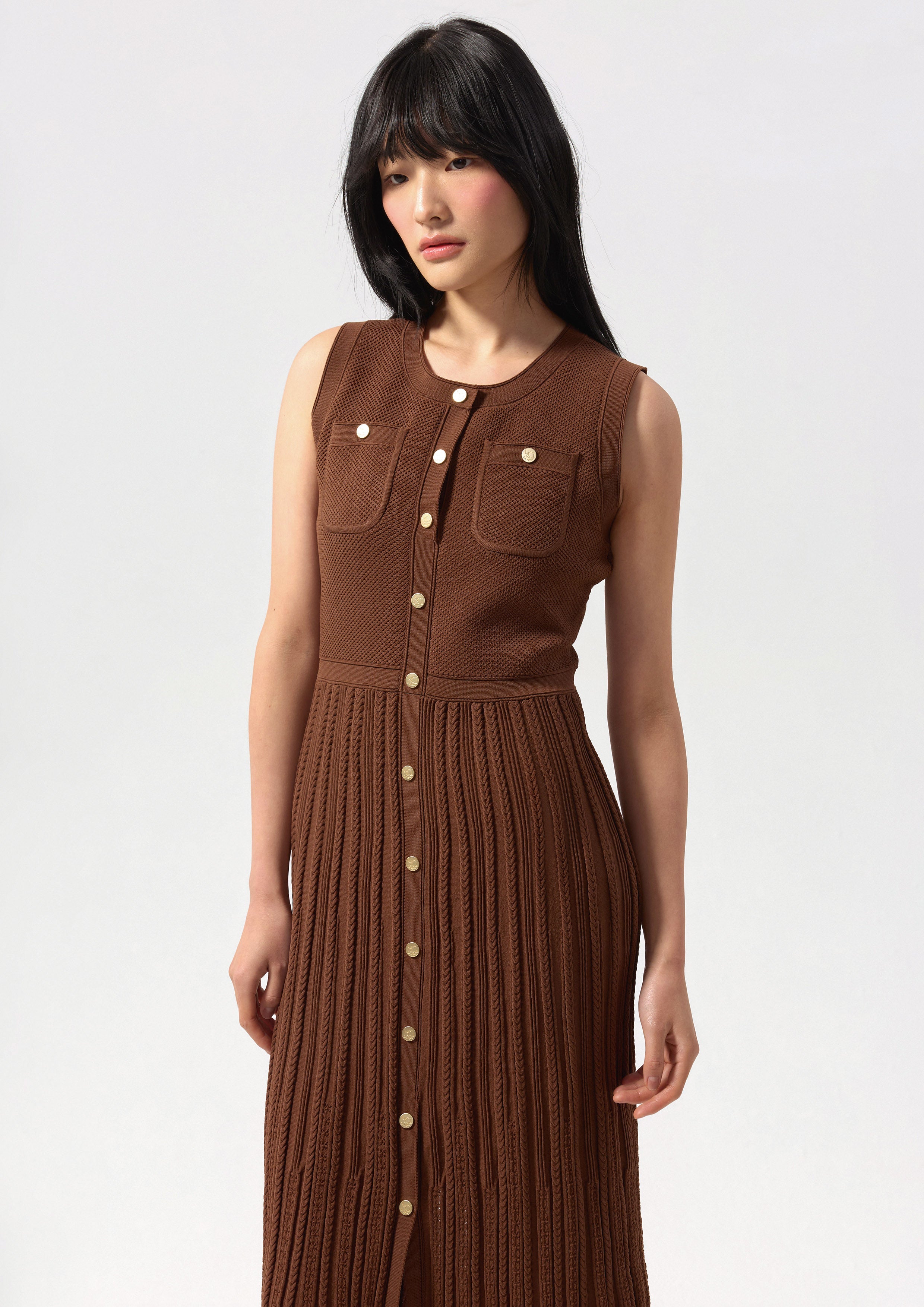 Knitted Button Midi Dress Califonia Yacht Club